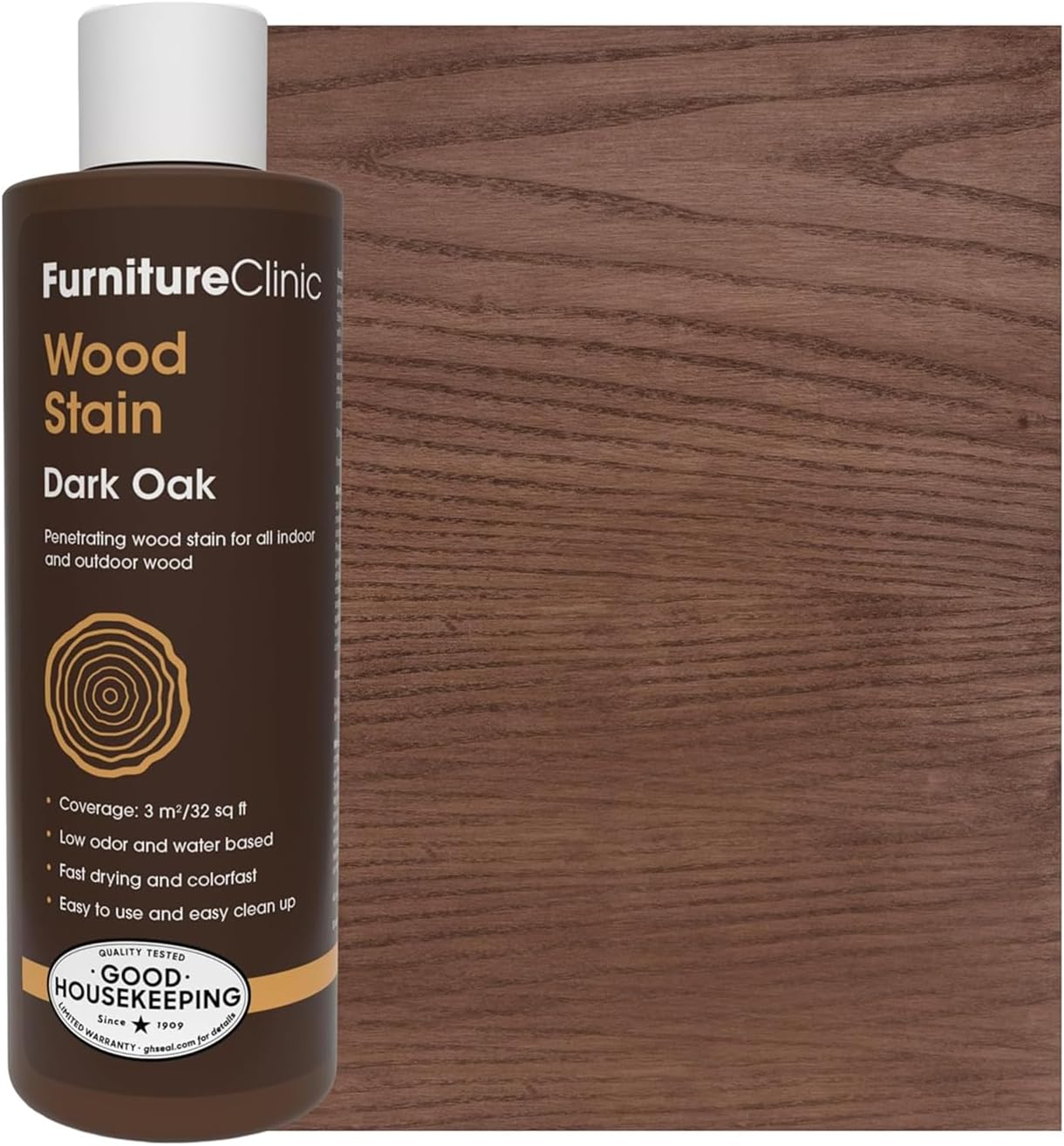 Furniture Clinic Wood Stain | Dark Oak | Water Based | Fast Drying, Low Odor
