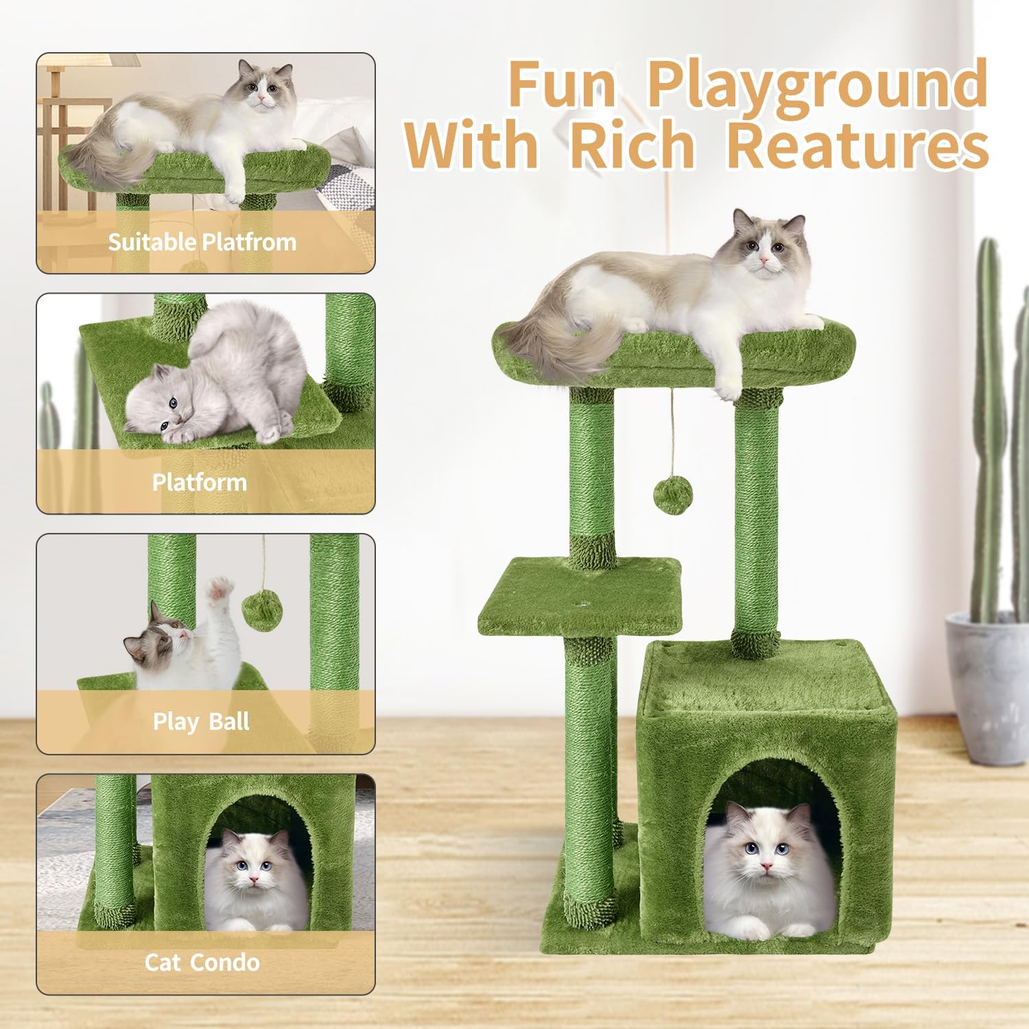 Cute Cat Tree Kitten Cat Tower Condo Cat Furniture Sisal Scratching Posts G