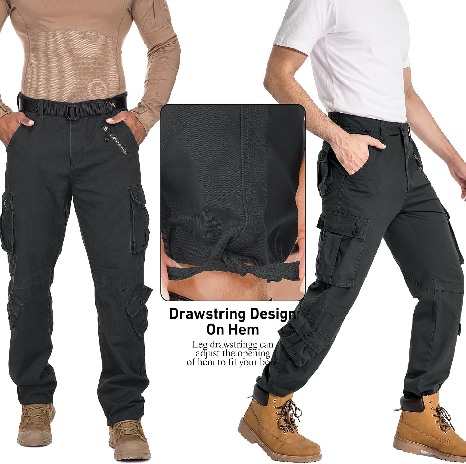 Mens Cargo Pants Camo Work Tactical Rip Stop BDU Casual Army Military Pants | 100% Cotton,Wear Resistant,Breathable,Sweat-absorbent,Men's Wild Cargo Pants with 8 Pockets,Relaxed Loose Fit Hiking Pants