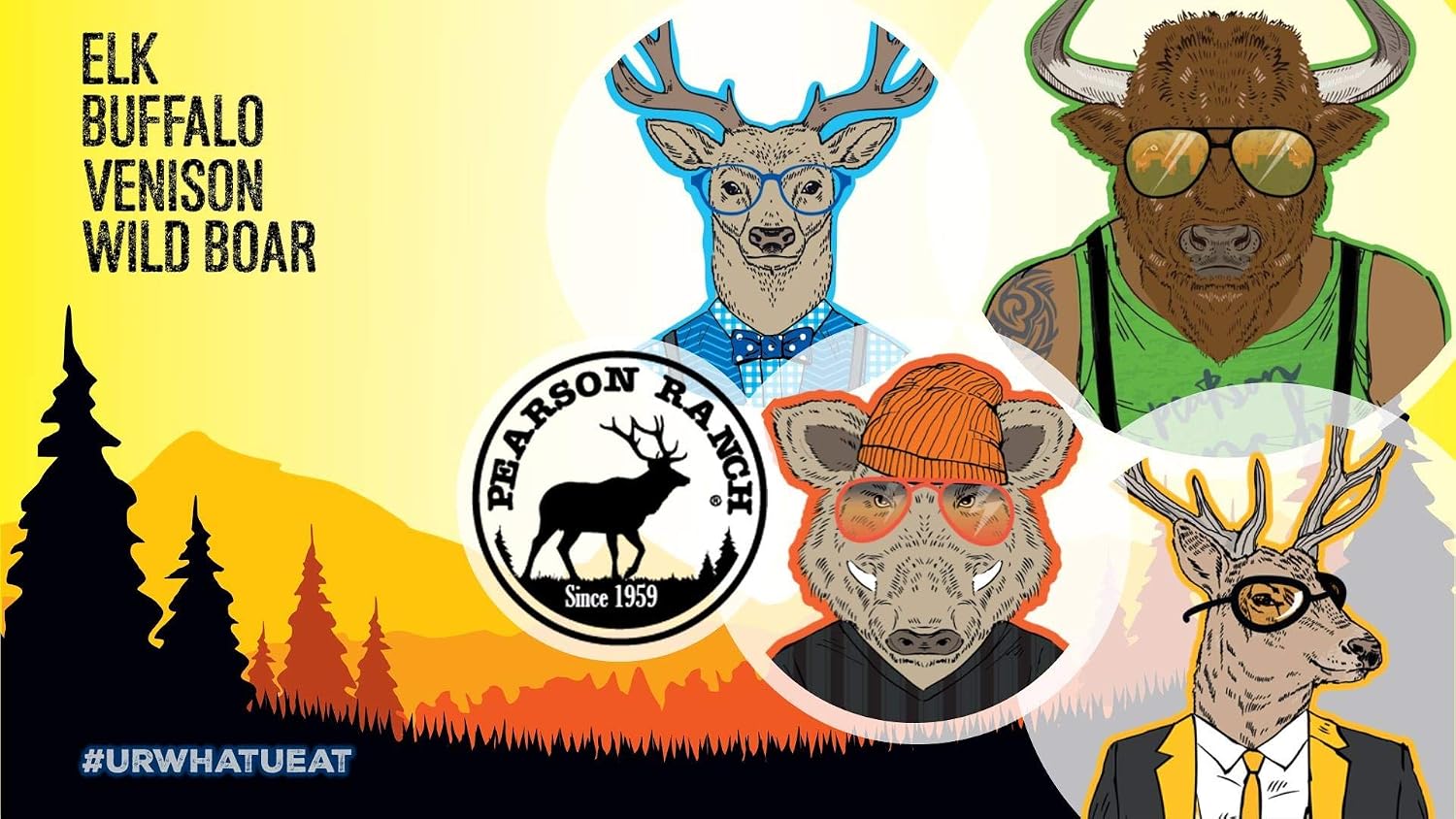 Pearson Ranch Wild Grass Fed Game Variety Pack of 4-2.1oz Bags - Venison, Elk, Buffalo, & Wild Boar - Gluten-Free, MSG-Free, Paleo and Keto Friendly