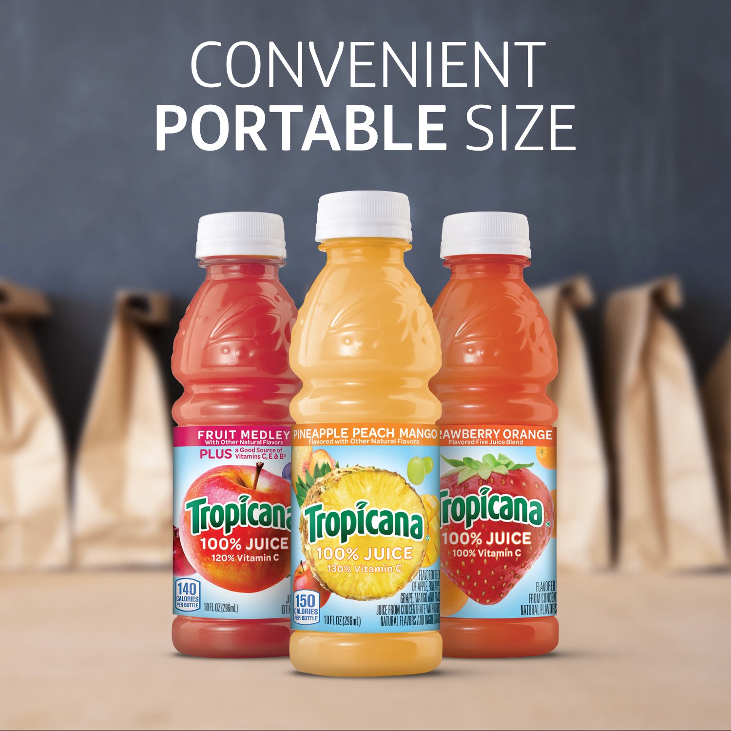 Tropicana Pineapple Peach Mango 100% Juice, 24-pack, 10 fl oz bottles