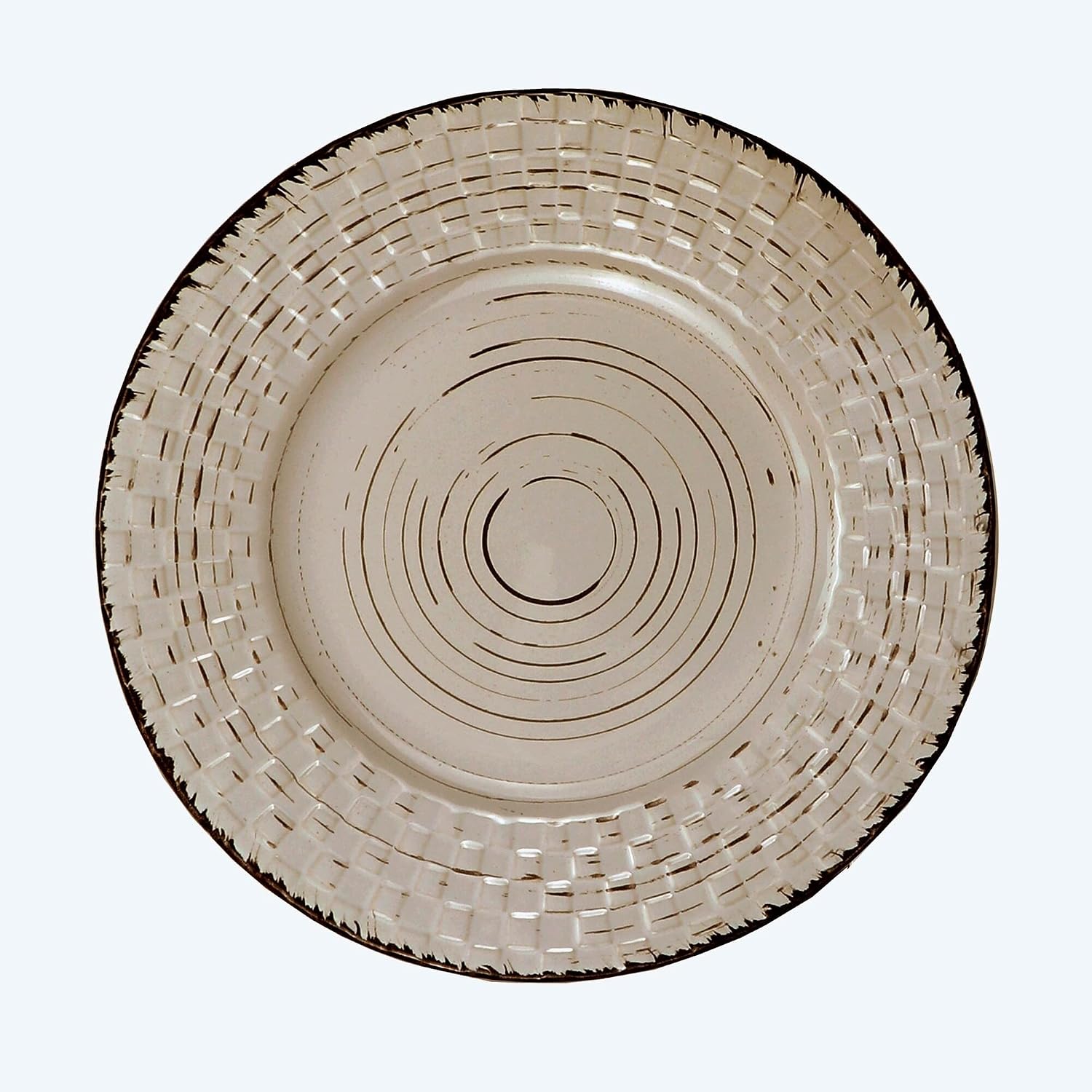 Lorren Home Trends Distressed Weave Dinnerware Set, Buttercup, 16 Piece | Service for 4