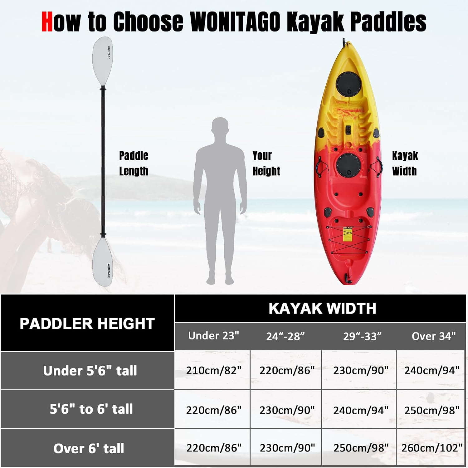 Kayak Paddle, Adjustable and Lightweight Kayaking Oar