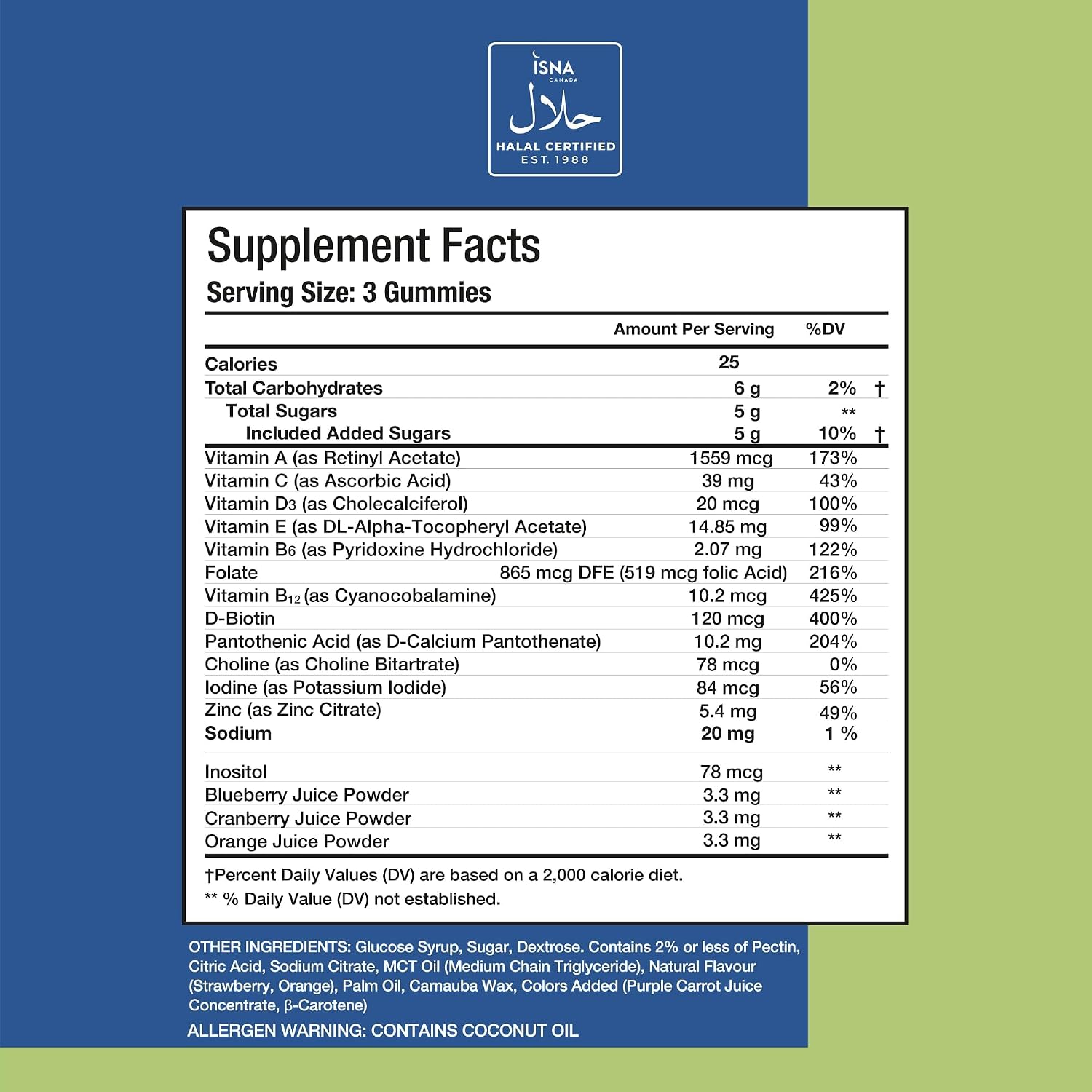 Noor Vitamins Halal Adult Multivitamin Gummy with Organic Fruit Blend for Men and Women; Non-GMO, Gluten Free, Gelatin Free Halal Vitamins - 90 Count