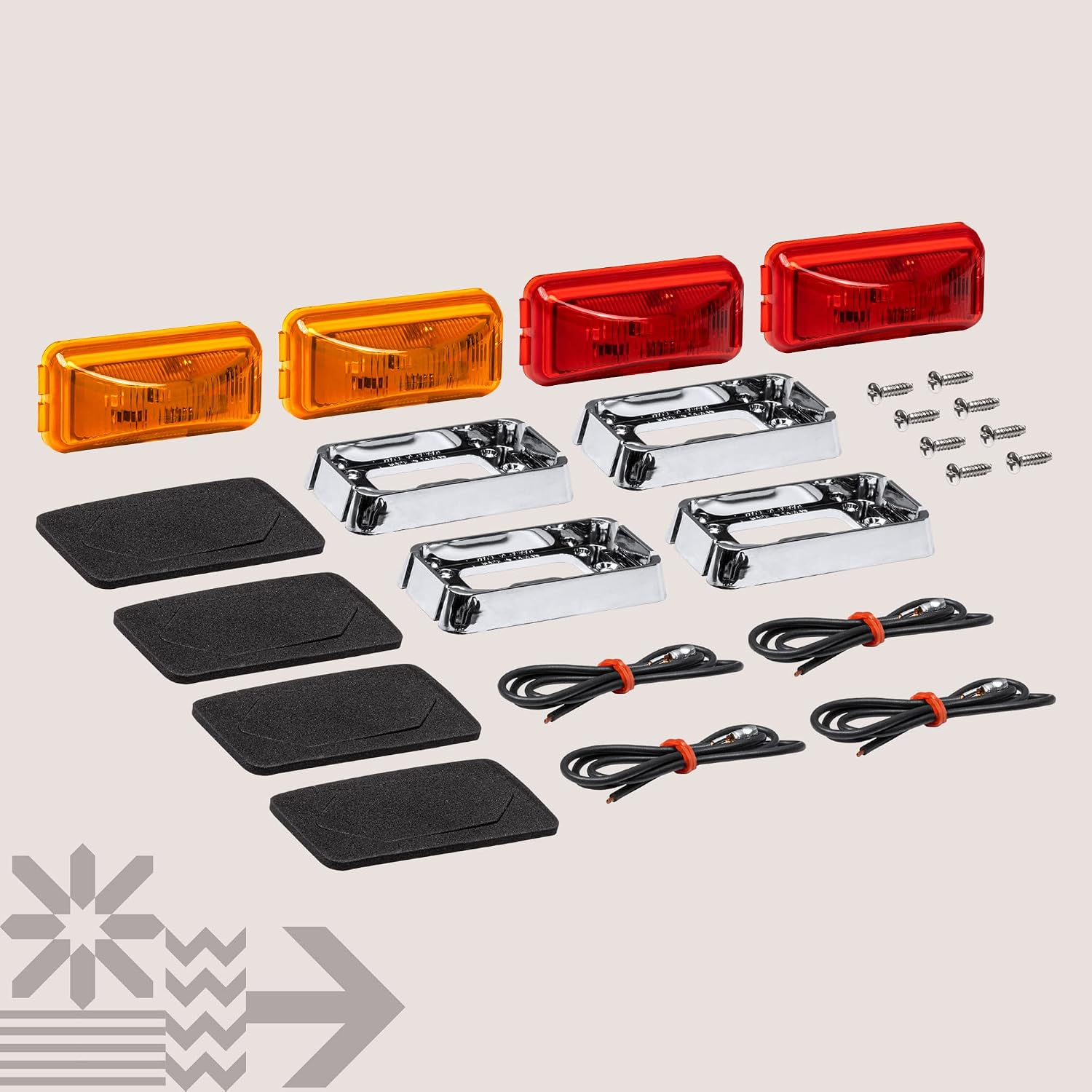 TRUE MODS 2pc 2.5" Amber Rectangle LED Trailer Marker Lights for Truck RV
