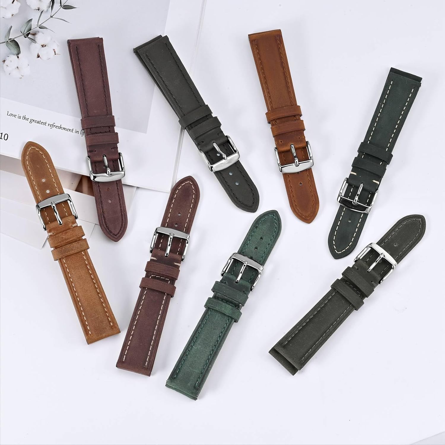 BISONSTRAP Watch Strap, Vintage Leather Replacement Bracelet, Band Width-14mm 15mm 16mm 17mm 18mm 19mm 20mm 21mm 22mm 23mm 24mm