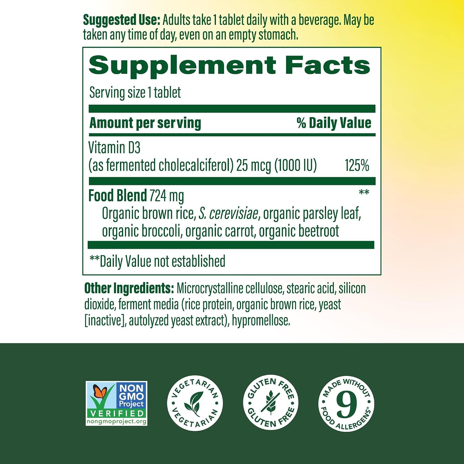 MegaFood Vitamin D3 1000 IU (25 mcg), Bone & Immune Health, 60 Tablets | Vitamin D3 Daily Support for Bone, Teeth, Muscle & Immune Health, Plus Real Food, Non-GMO, Vegetarian, 60 Servings
