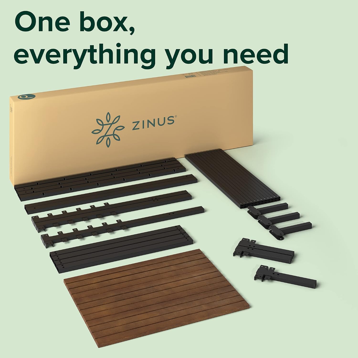 Zinus Kai Platform Bed Frame, RGB LED Lights, No Box Spring Needed, Full | Two-Tier Headboard for Space-Saving Storage, Built-in USB Charging Station, Soft Ambient Night Light