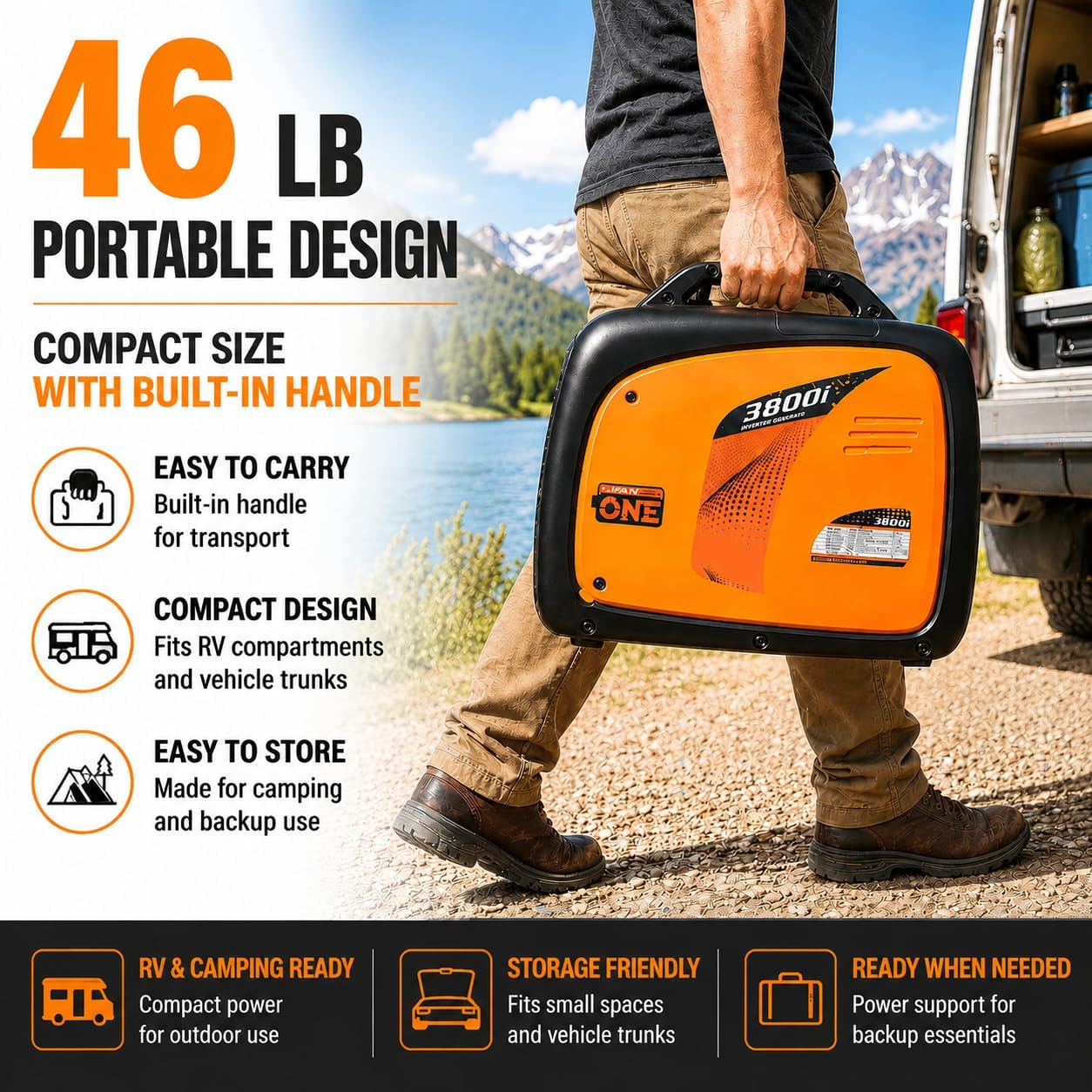 LIFAN 6900W Inverter Generator for Home Backup, 120/240V, Remote Start | 5500W Rated Gas Power, Pure Sine Wave, CO-Minder, RV Ready, Up to 14H at 25% Load