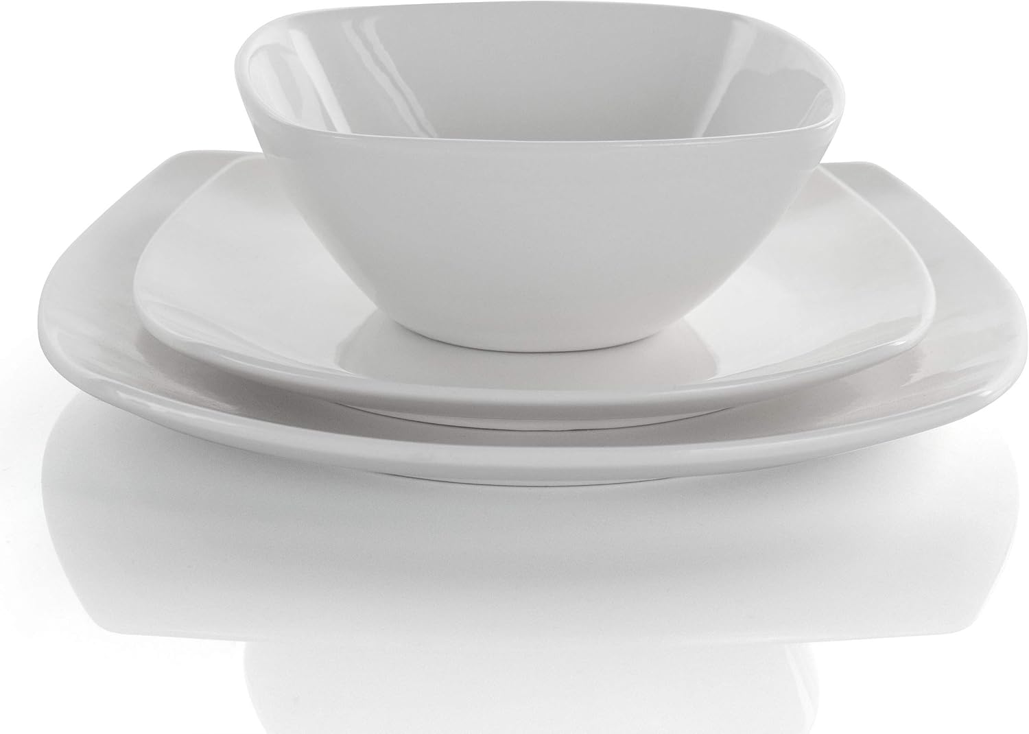 Elama Cara 16 Piece Round Porcelain Dinnerware Set in White