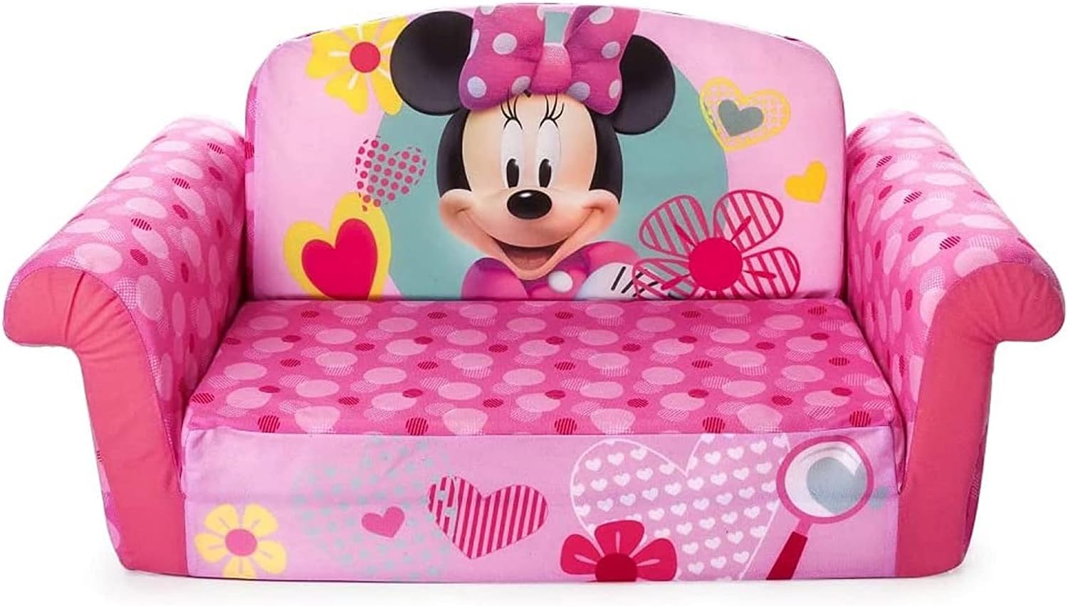Marshmallow Furniture, Children's 2 in 1 Flip Open Foam Sofa, Minnie Mouse, by Spin Master | Pullout Foam Sleeper for Folding Lounging, Sitting, and Napping for Toddlers & Kids, Bedroom and Playroom Use