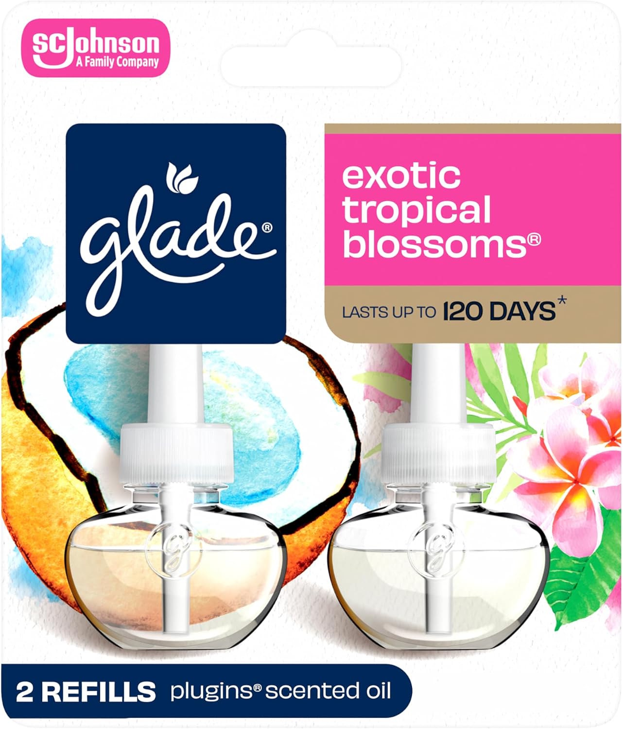 Glade PlugIns Refills Air Freshener, Scented and Essential Oils for Home and Bathroom, Tranquil Lavender & Aloe, 1.34 Fl Oz, 2 Count