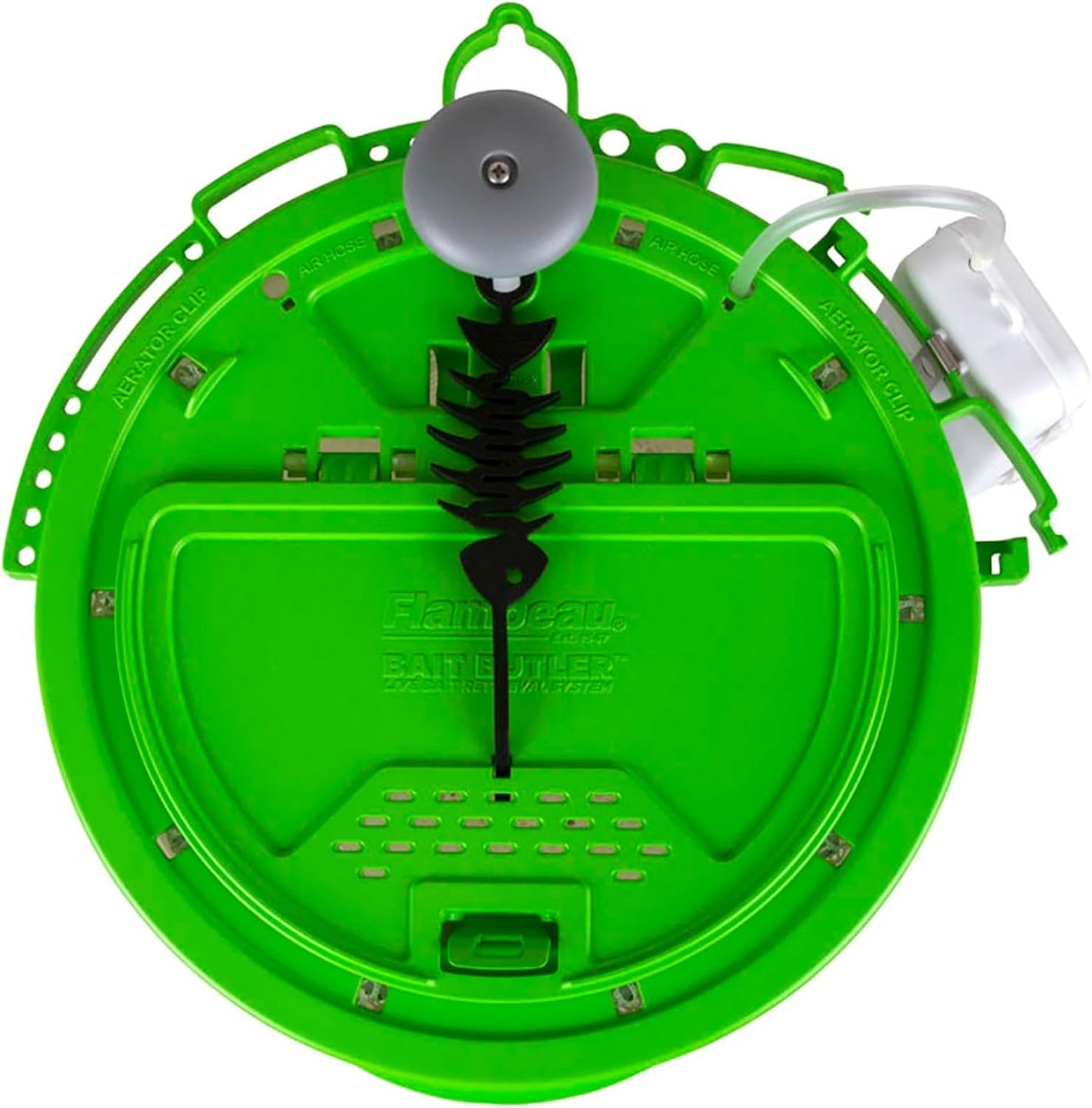 Flambeau Outdoors Bait Butler Live Bait Retrieval Lid with Net and Aerator | Pull-rod net lid brings live bait to the surface. Fits standard