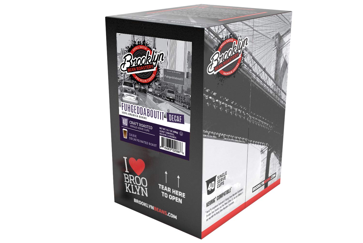 Brooklyn Beans Colombian Gourmet Coffee Pods - Compatible with Keurig K Cup Brewers Including 2.0 Machines, 40 Count, Rich and Smooth Colombian Medium Roast