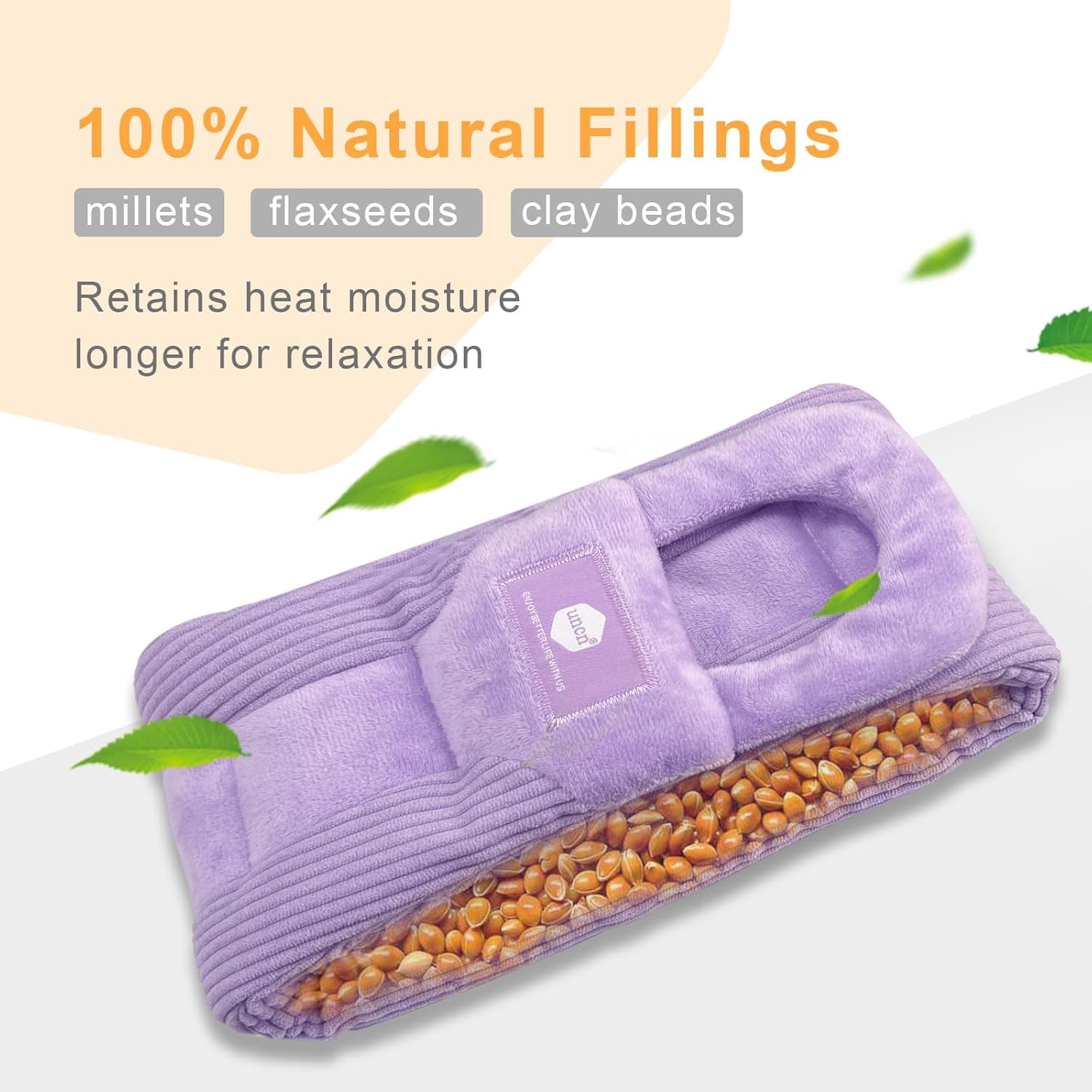 UNCN Long Wide Heating Pad for Neck and Shoulders Back 33x5.9 Microwavable Large Moist Heat Pack Warm Hot Compress Neck Wrap Weighted Bag Massage