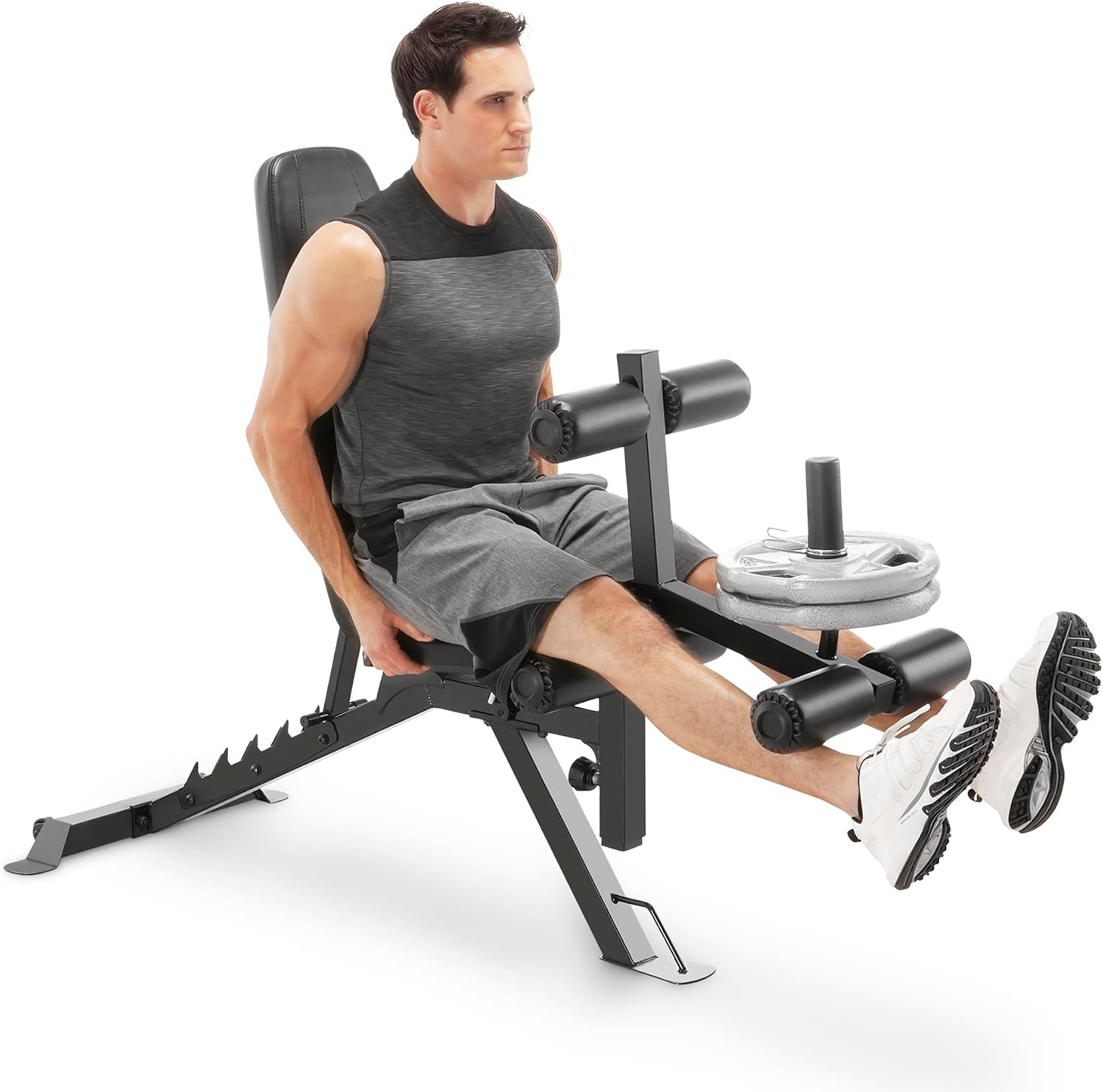 Marcy Adjustable 6 Position Utility Bench with Leg Developer and High Density Foam Padding SB-350,dark gray