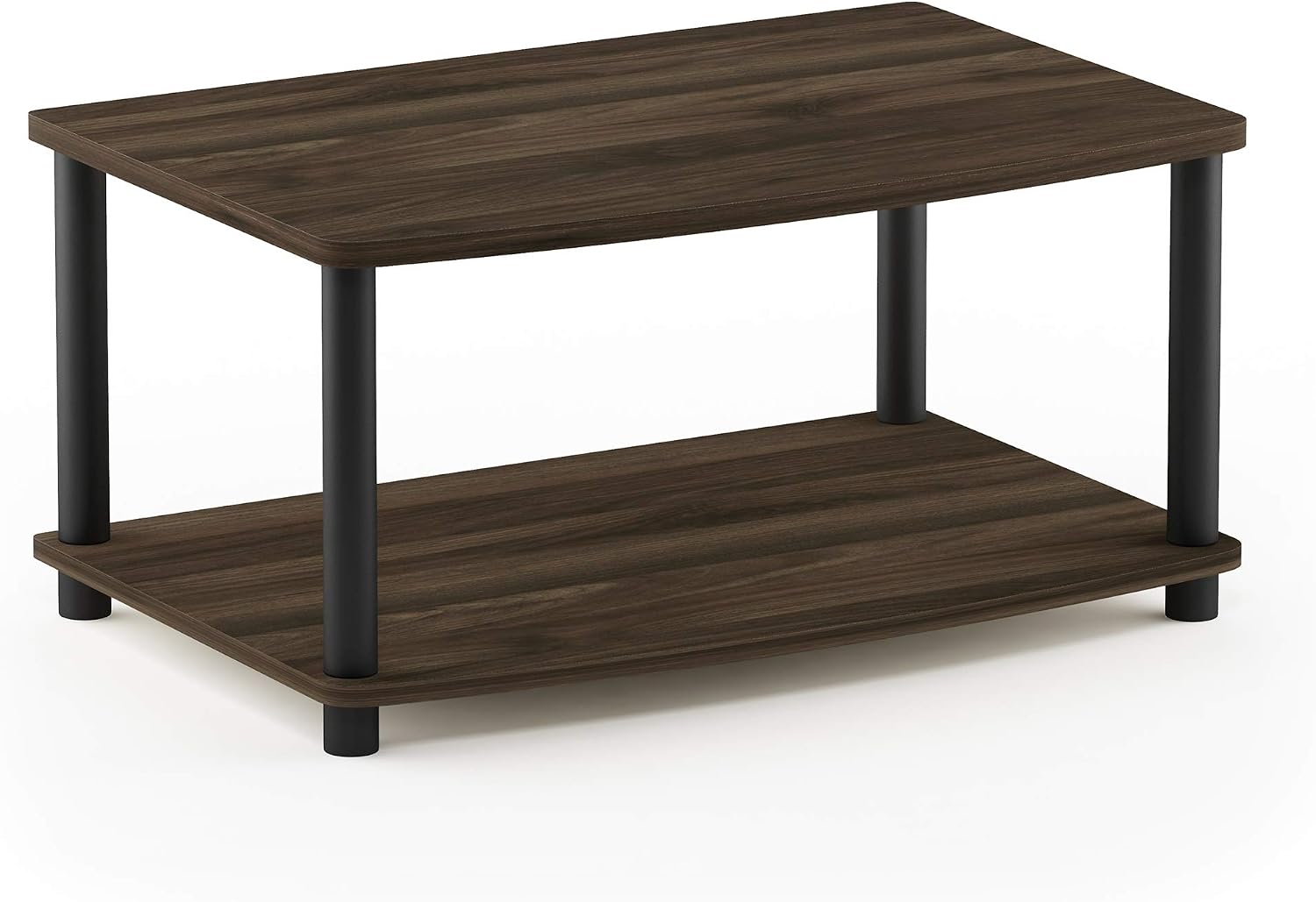 Furinno Turn-N-Tube TV Riser Stand, 2-Tier Small Elevated No Tools TV Stand, TV Console for TV up to 32 inch, 15.8 x 23.8 x 11, for Living Room, Bedroom, French Oak/Black