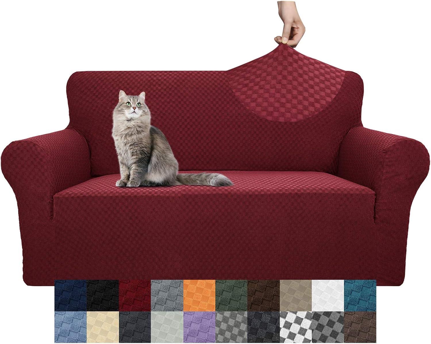 YEMYHOM Couch Cover Latest Jacquard Design High Stretch Sofa Covers for 2 Cushion Couch