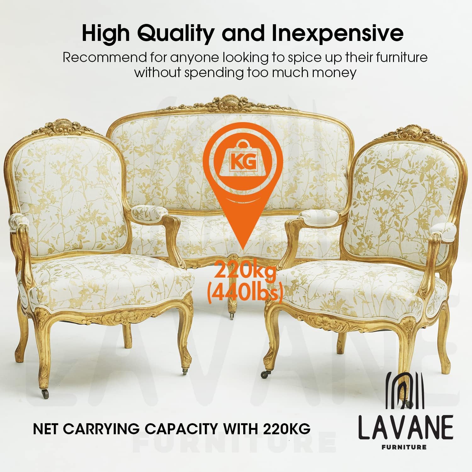 La Vane 6 inch / 15cm Wooden Furniture Legs, Set of 4 European Style Solid Wood Carving Furniture Replacement Feet Decoration for Sofa Cabinet Wardrobe Table Loveseat