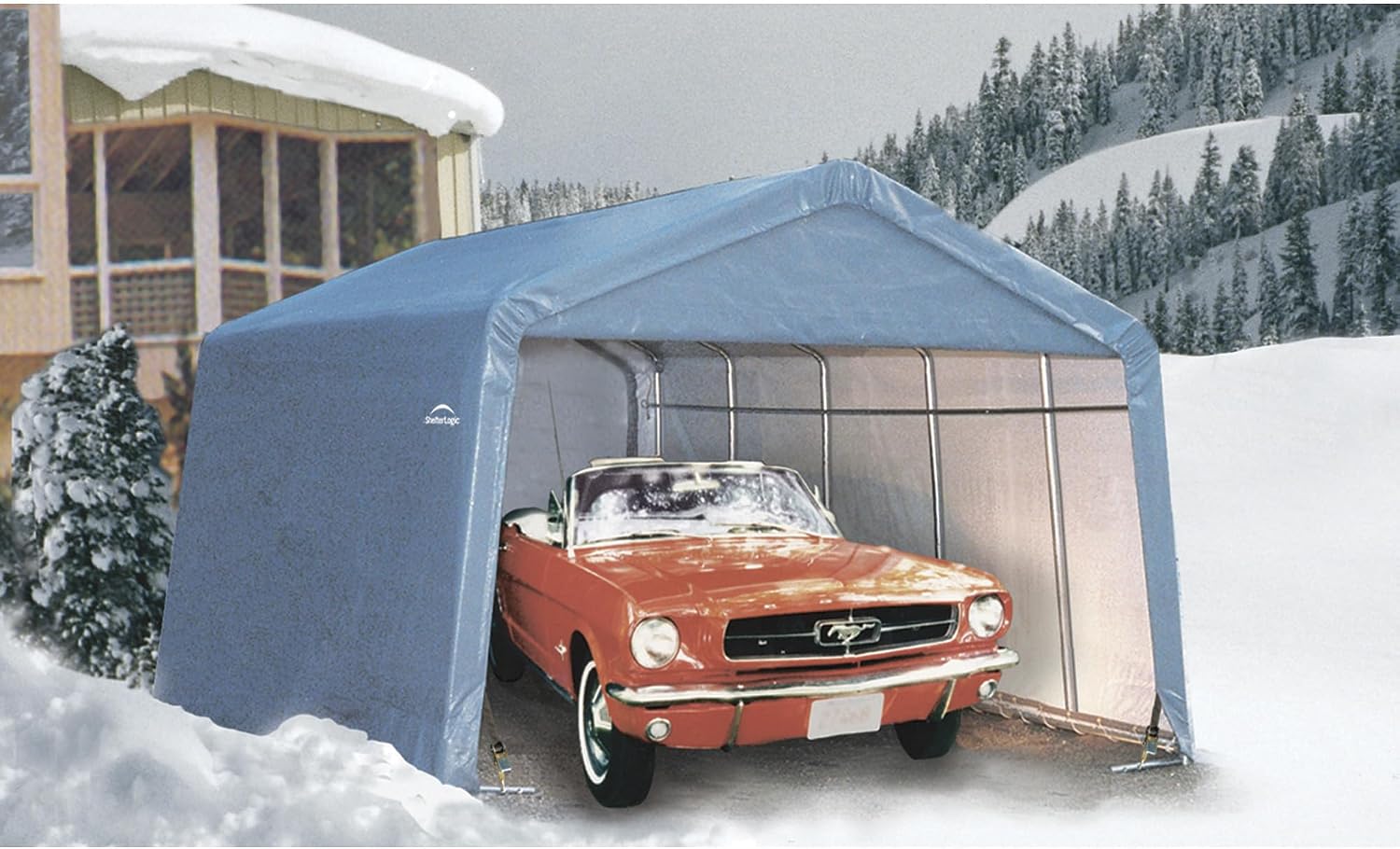 ShelterLogic 72444 Green 12'x24'x8' Peak Style Shelter