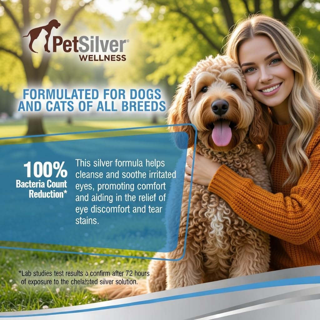 PetSilver Eye Drops for Dogs and Cats, Dog Eye Wash, Silver, 4 fl oz