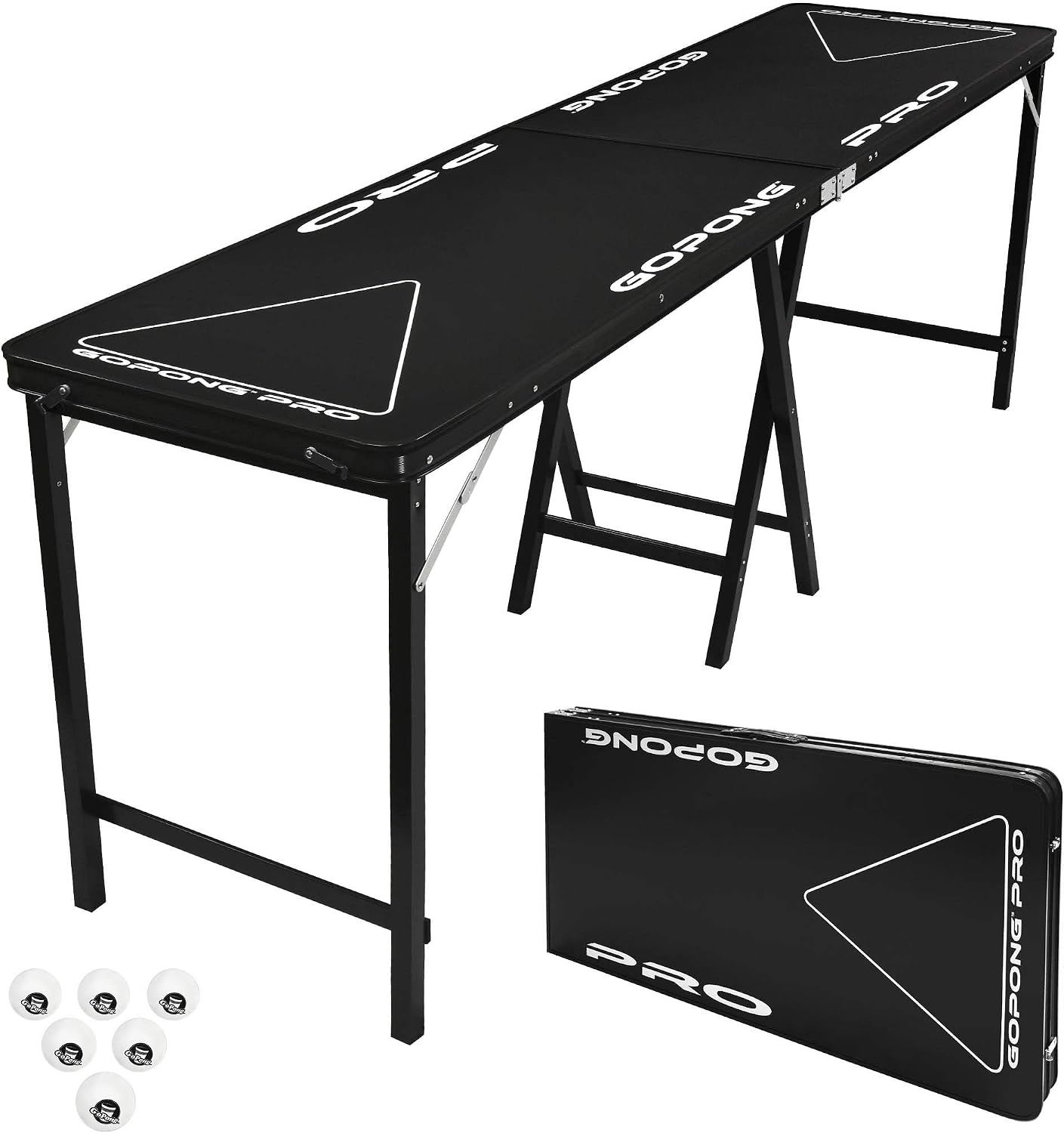 GoPong PRO 8 Foot Premium Beer Pong Table - Heavy-Duty (Black, 36-Inch Tall)