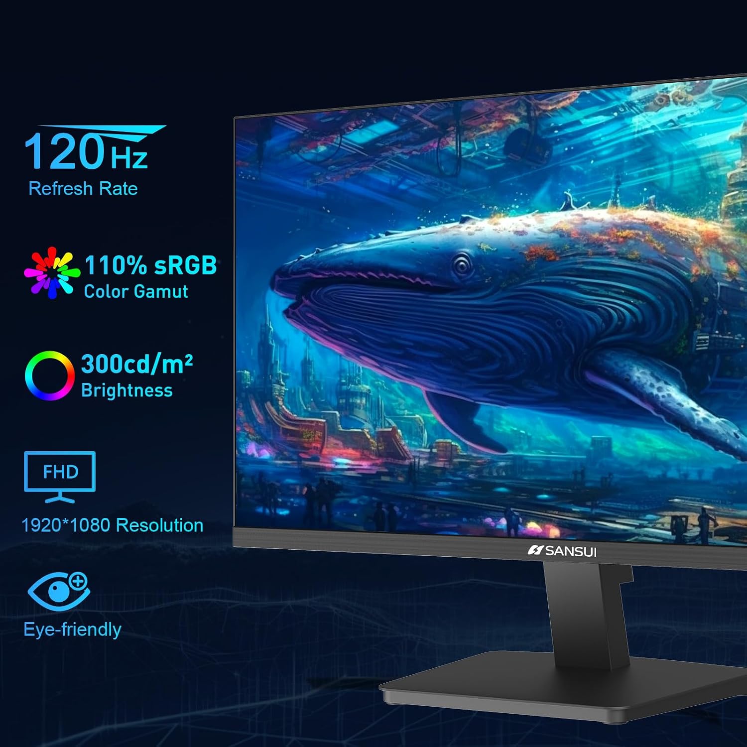 SANSUI 32 Inch Curved 240Hz Gaming Monitor High Refresh Rate, FHD 1080P | Gaming PC Monitor HDMI DP1.4, 1500R Curvature, 1Ms MPRT, HDR,Metal Stand,VESA Compatible(DP Cable Incl.)