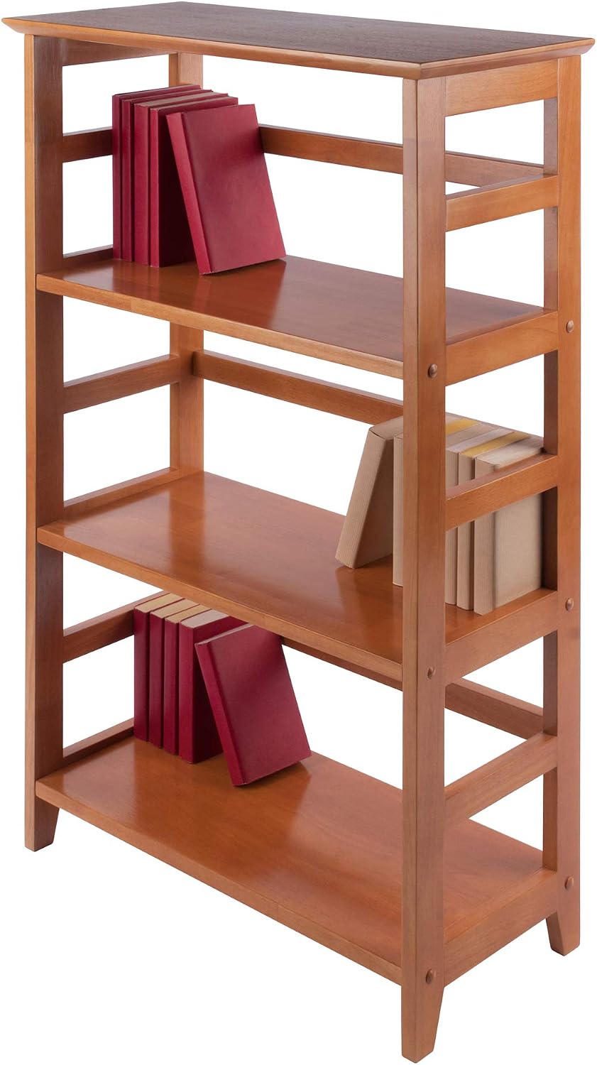 Winsome Studio 3-Tier Bookshelf, Honey Pine, 42" | Classic Display Bookcase, Functional & Stylish Shelving Unit for Convenient Storage in Living Room