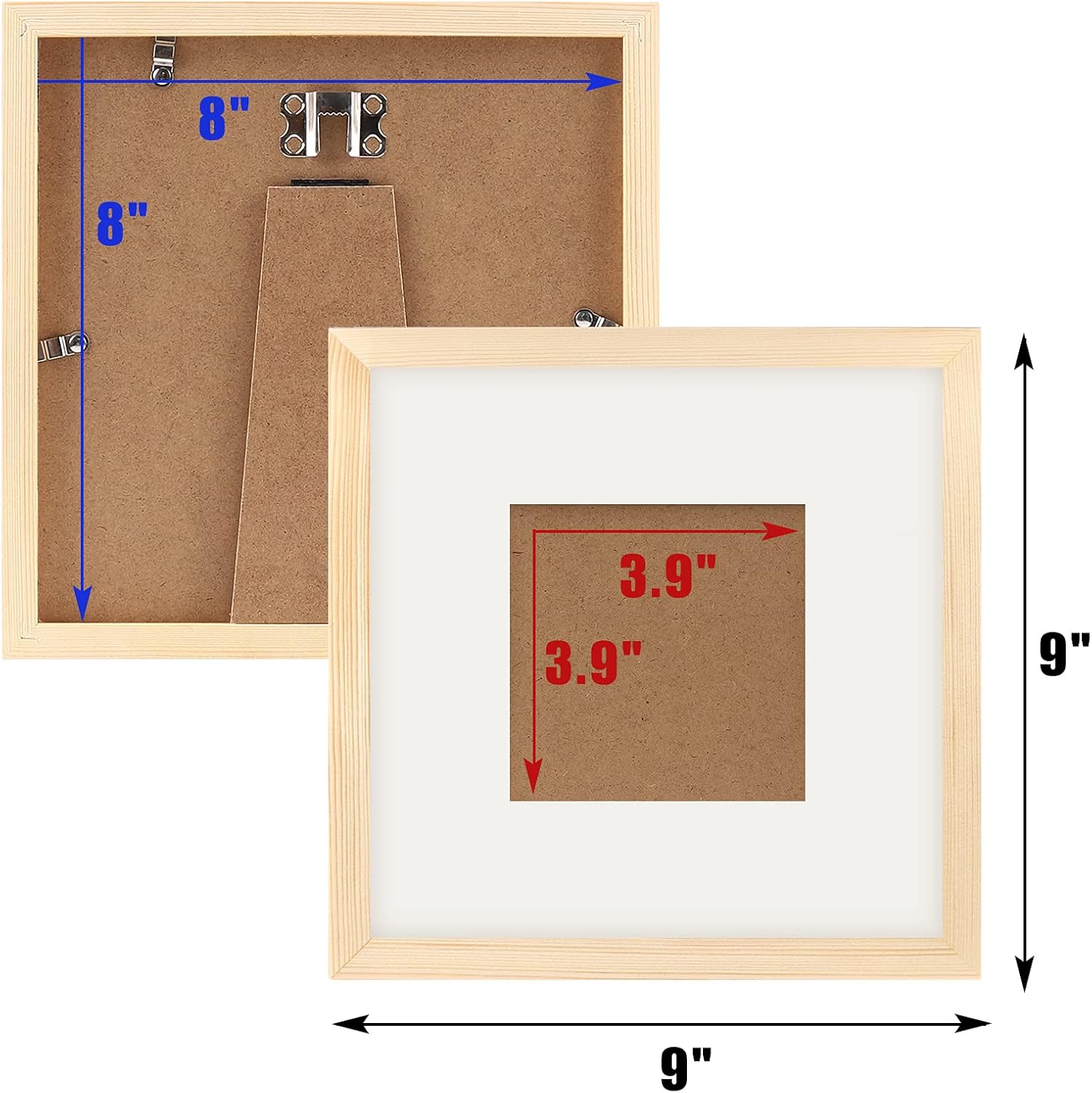 WUTL 8x8 Black Picture Frames Square