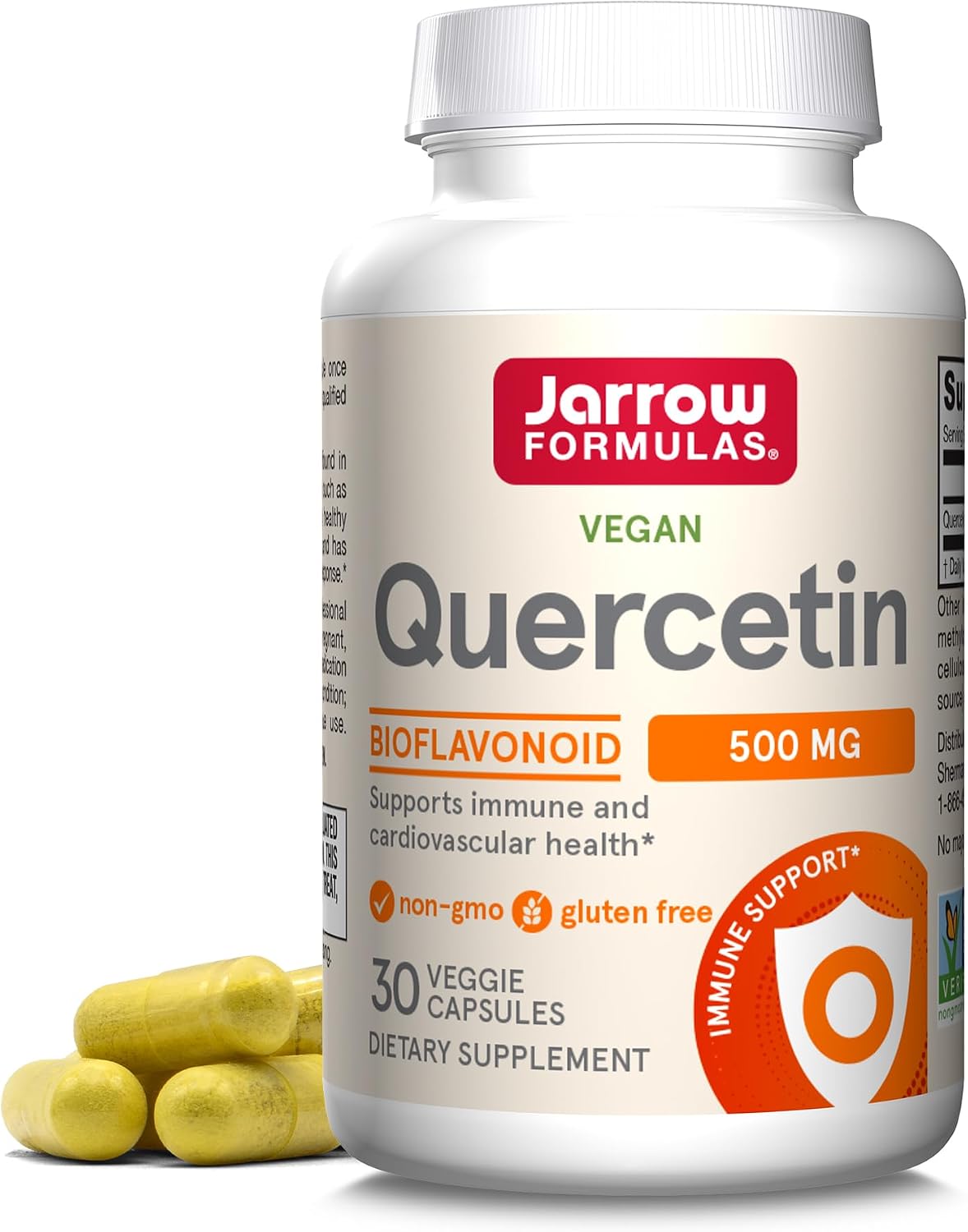 Jarrow Quercetin 500mg Capsules for Cardiovascular & Immune Health, 200ct | Cellular Health Support, Cardiovascular Support, Antioxidant Support, Supports Antioxidant Status, Veggie Capsules