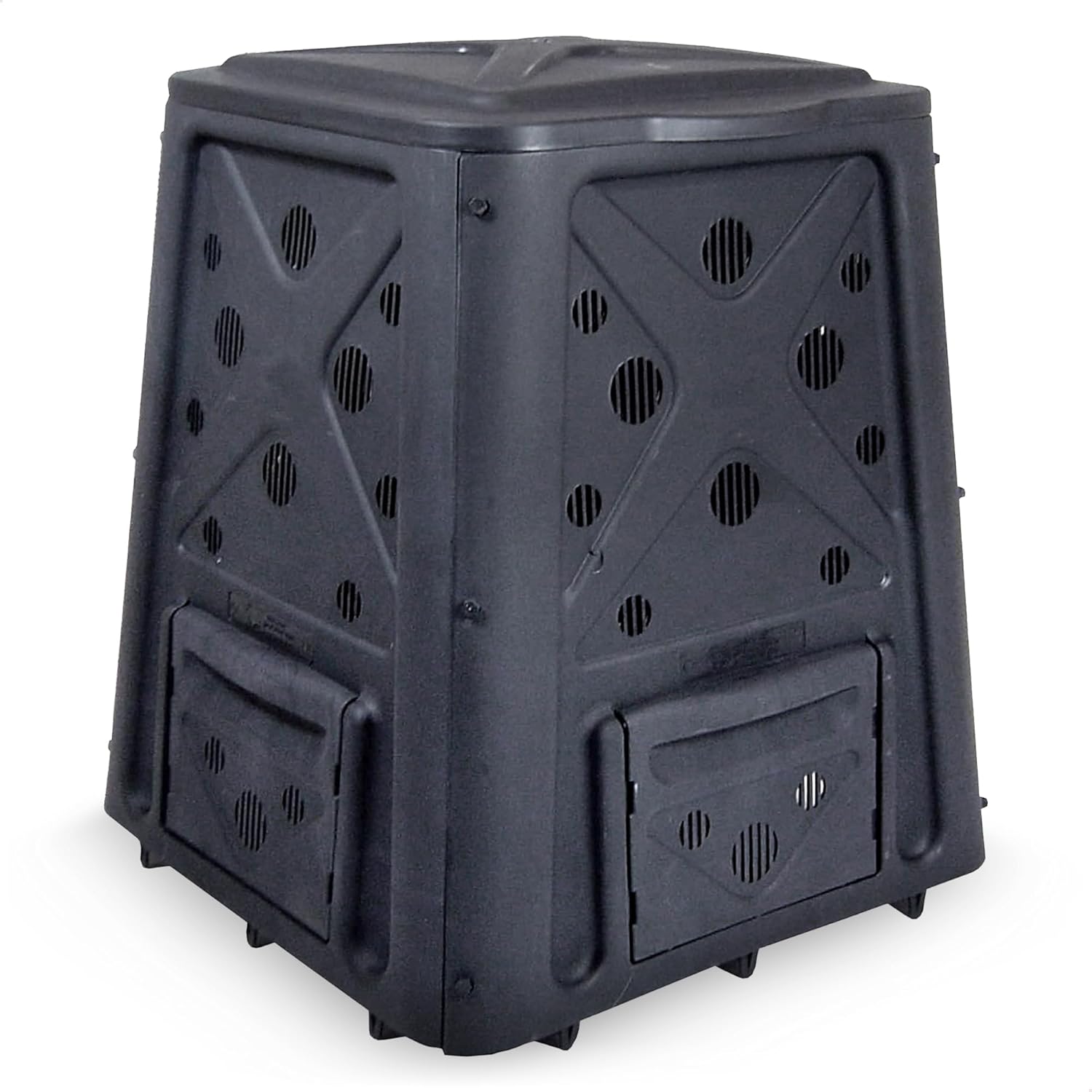 Redmon Outdoor Compost Bin with Lift Off Lid, 4-Door Access & Vent Holes, 65 Gallon