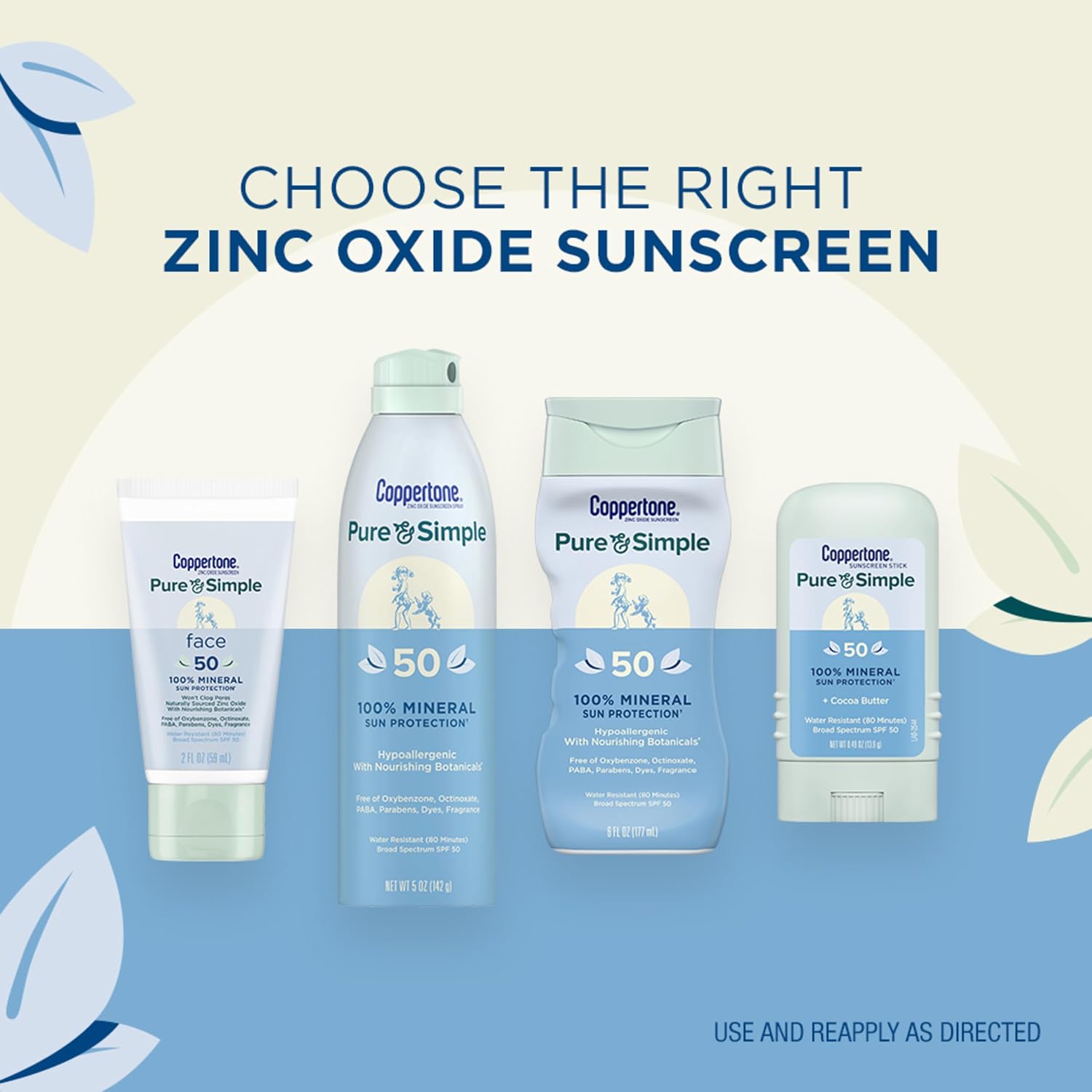 Coppertone Pure & Simple Mineral Face Sunscreen Stick, SPF 50, 0.49 oz