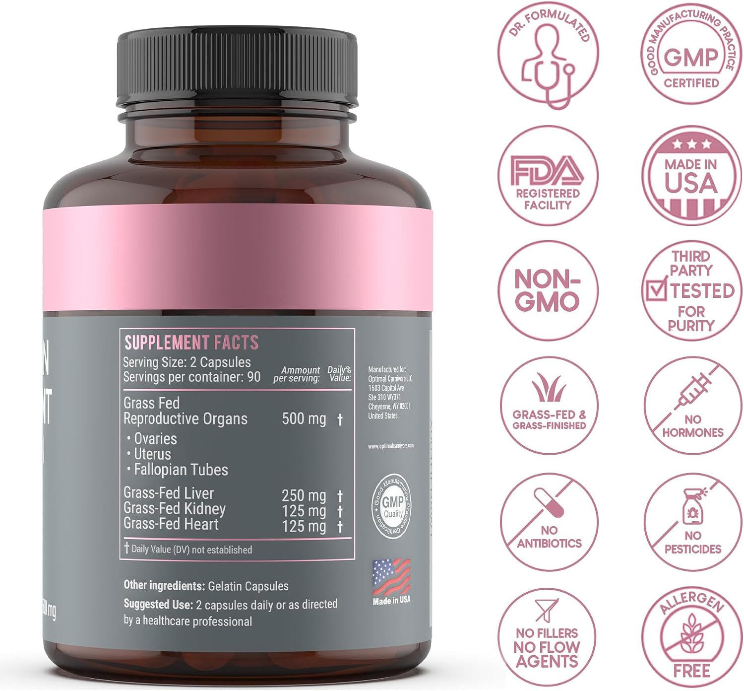 Grass Fed Beef Liver Capsules, Freeze Dried in Convenient Pills, 180 Capsules, Desiccated Supplement