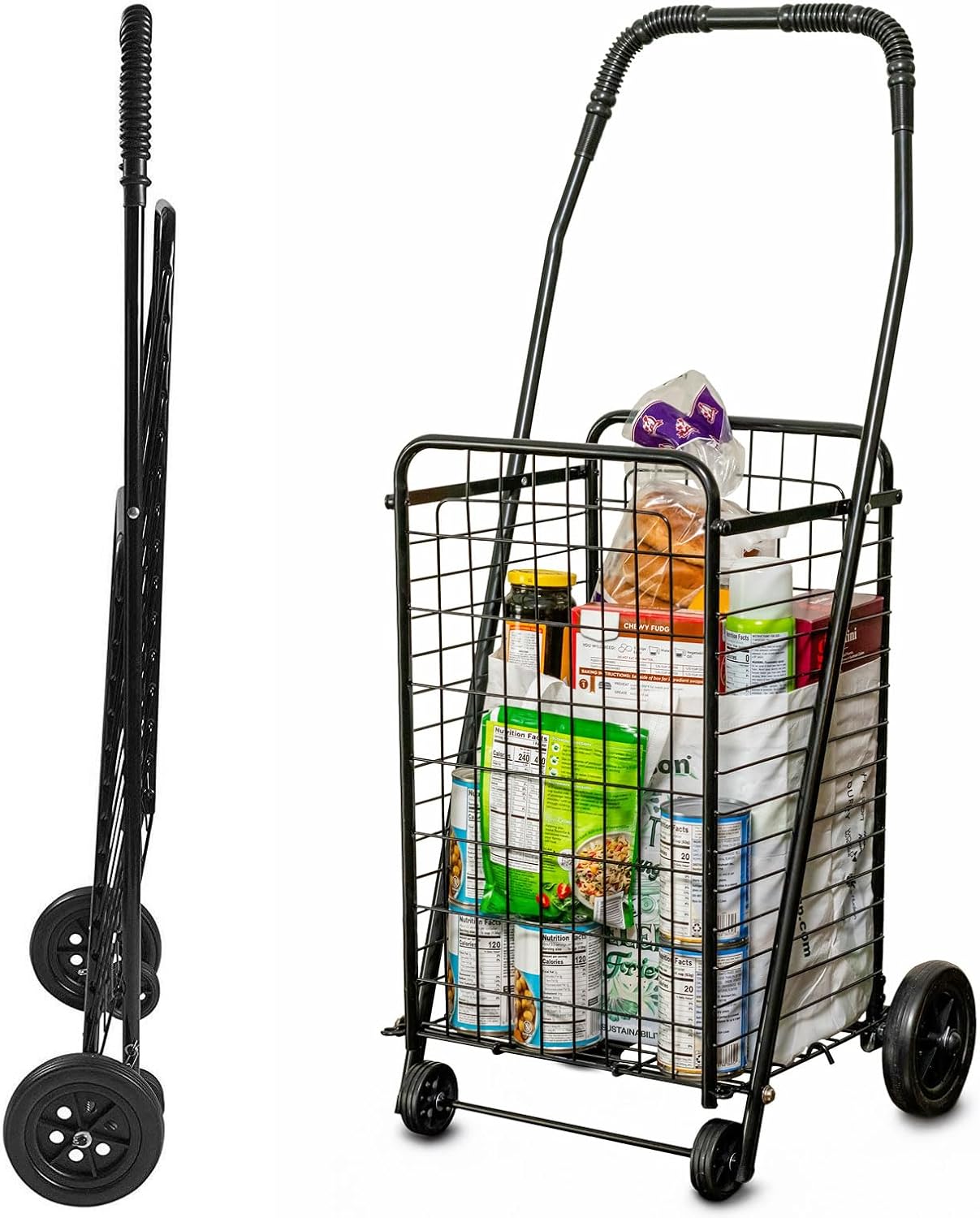 DMI Utility Cart with Wheels to be used for Shopping, Grocery, Laundry and Stair Climber Cart, Weighs 7.5 Pounds but holds up to 90 Pounds