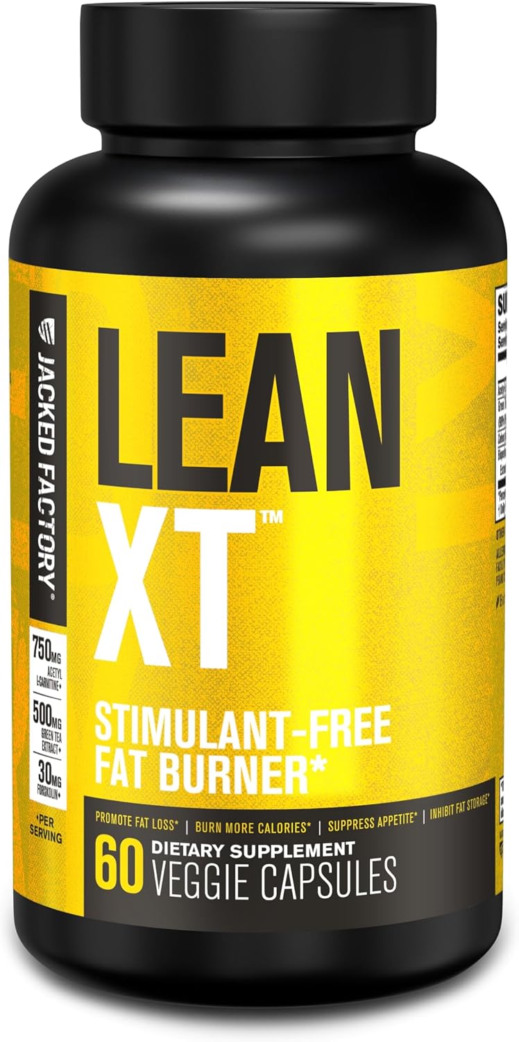 Jacked Factory Lean-XT Caffeine Free Fat Burner - Non Stim Weight Loss Supplement, Appetite Suppressant & Metabolism Booster | Acetyl L-Carnitine