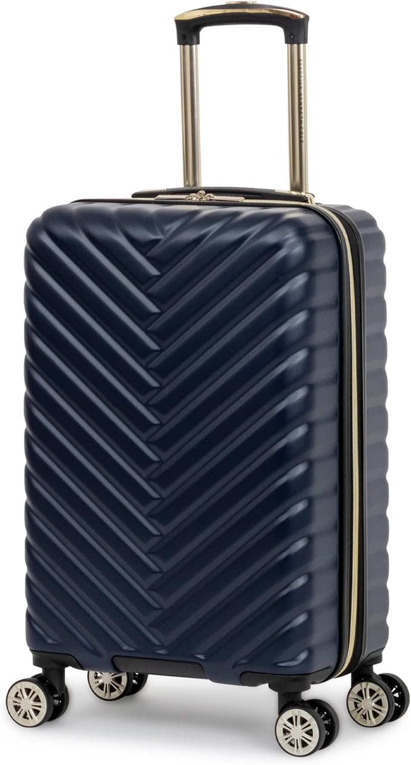 Kenneth Cole REACTION Madison Square Lightweight Hardside Chevron Expandable Spinner Luggage, Black, (28-Inch Checked)