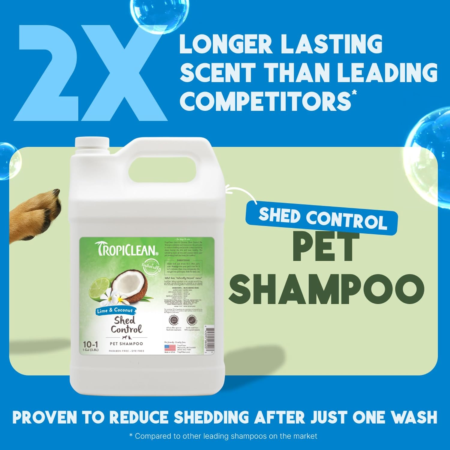TropiClean Deodorizing Dog Shampoo, Berry & Coconut Scent, 2.5 Gallon
