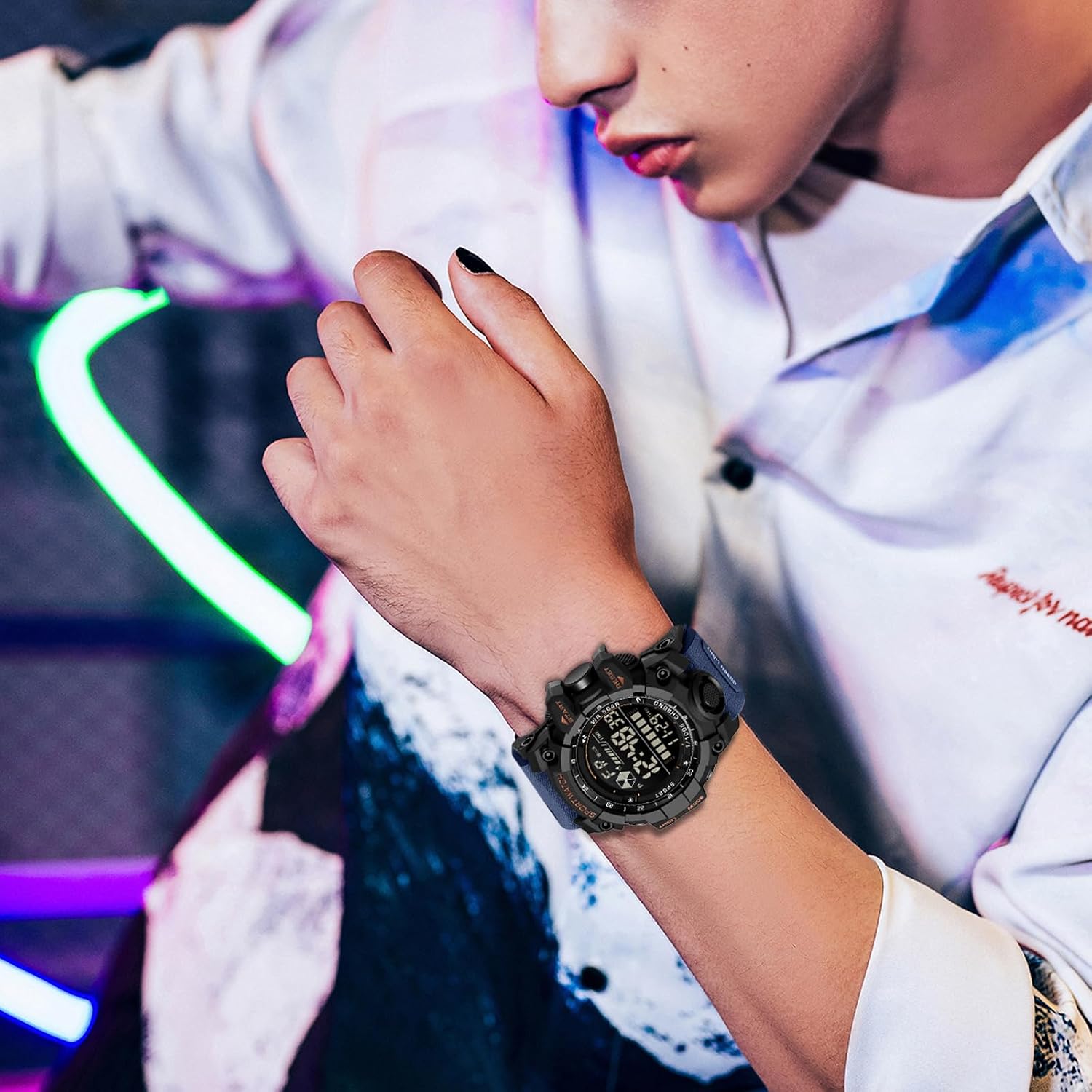 FANMIS Men's Digital Sport Watch Military LED Alarm Waterproof Quartz Watch | Tactical Outdoor Sport Watch Multi Function Led Display Alarm Stopwatch Date Quartz Rugged Style Daily Water Resistance