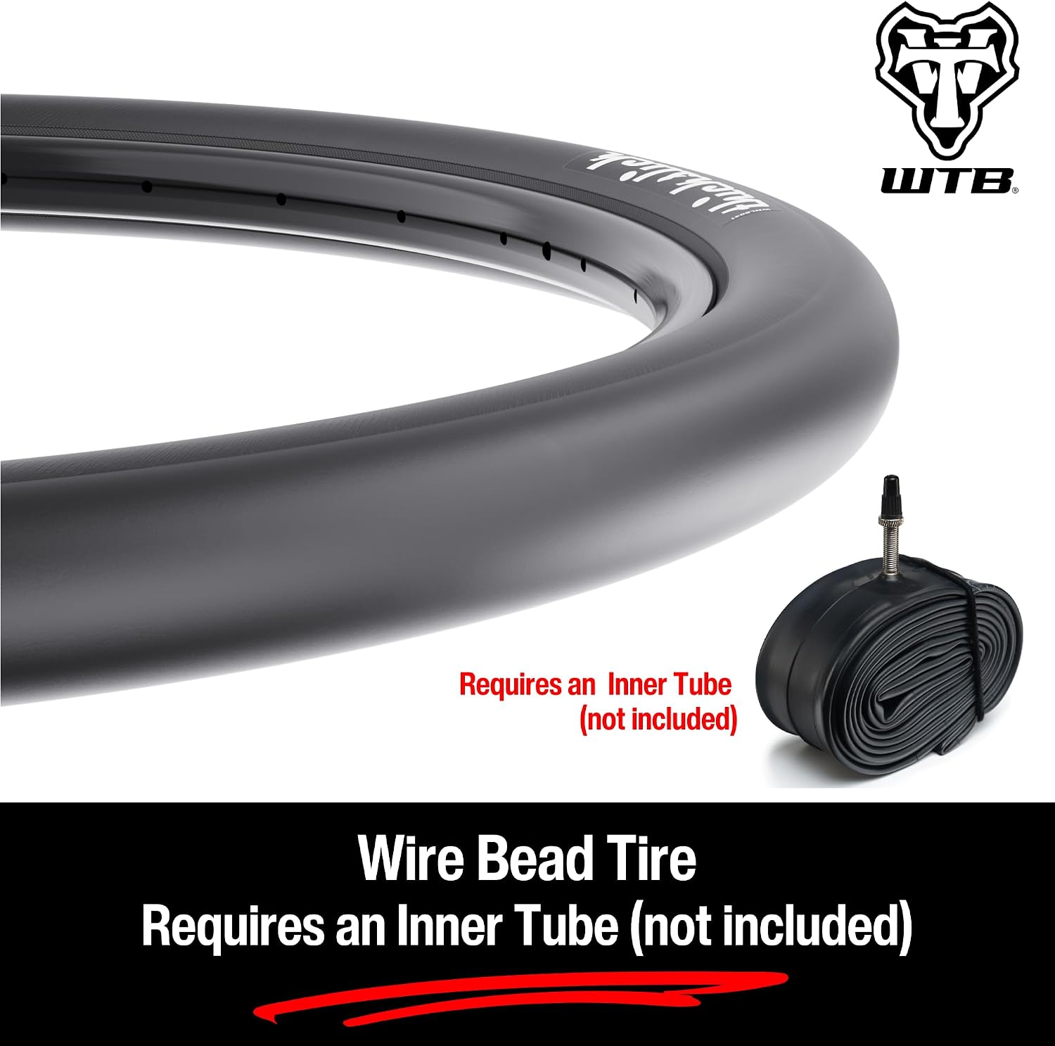 WTB ThickSlick Hybrid Bike Tire (26"/29"/700c) Wire Bead - Slick Tread - Commuter & Campus (Black/White, Optional Flat Guard)