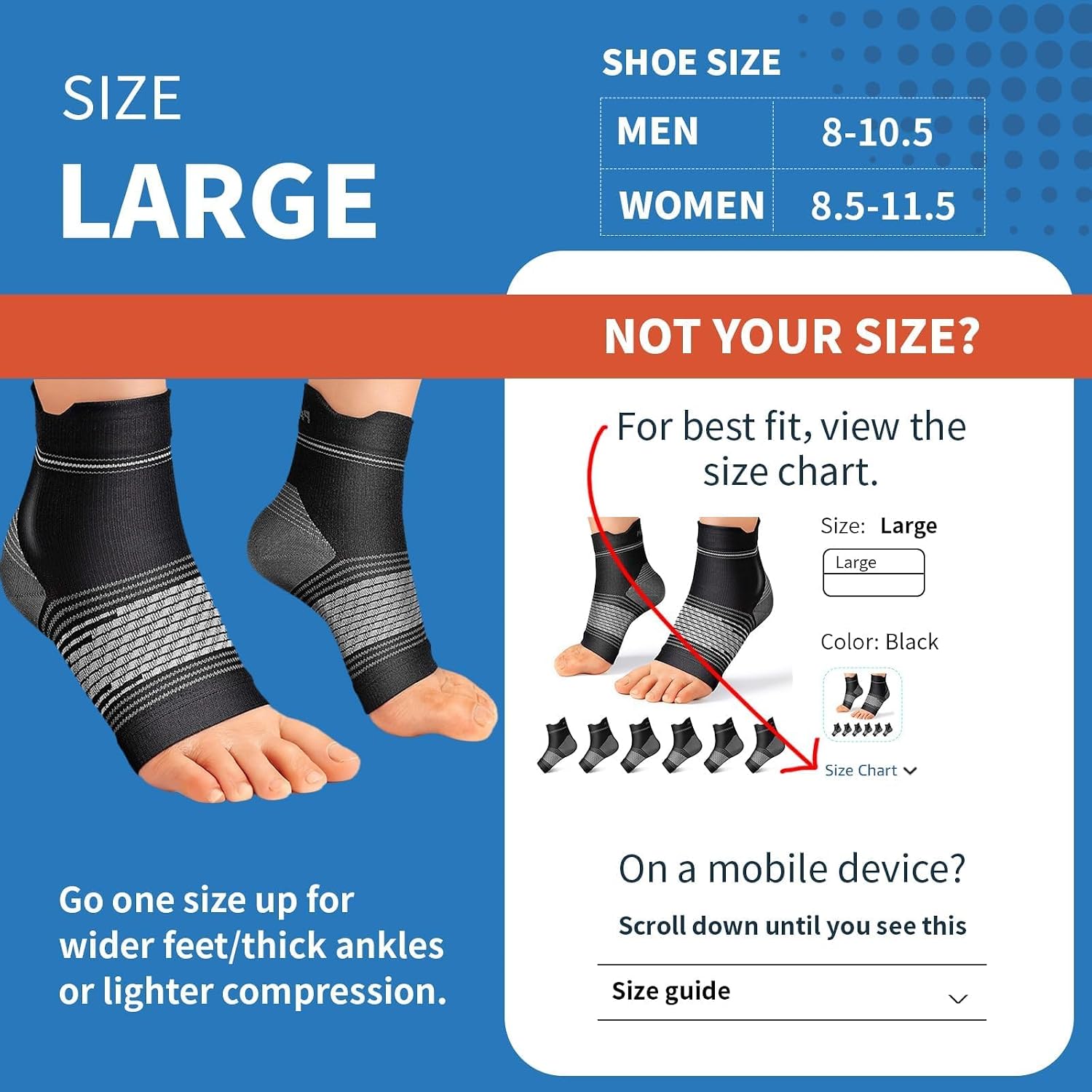 PAPLUS 6 Pairs Plantar Fasciitis Socks, Compression Socks with Arch Support