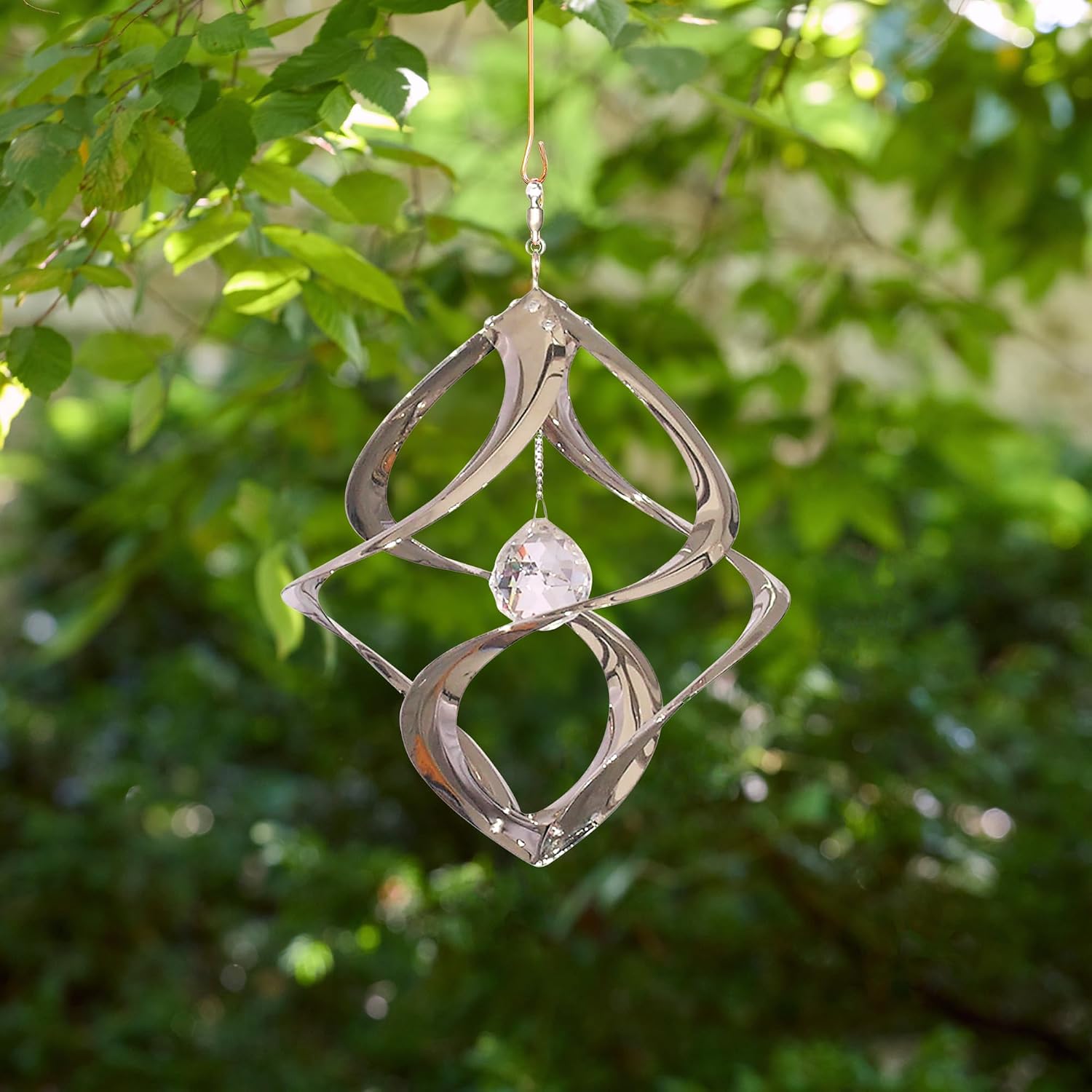 Red Carpet Studios The Original Cosmix Helix Wind Spinner Indoor/Outdoor Hanging Art, 11" Tall, Copper with Blue Planet