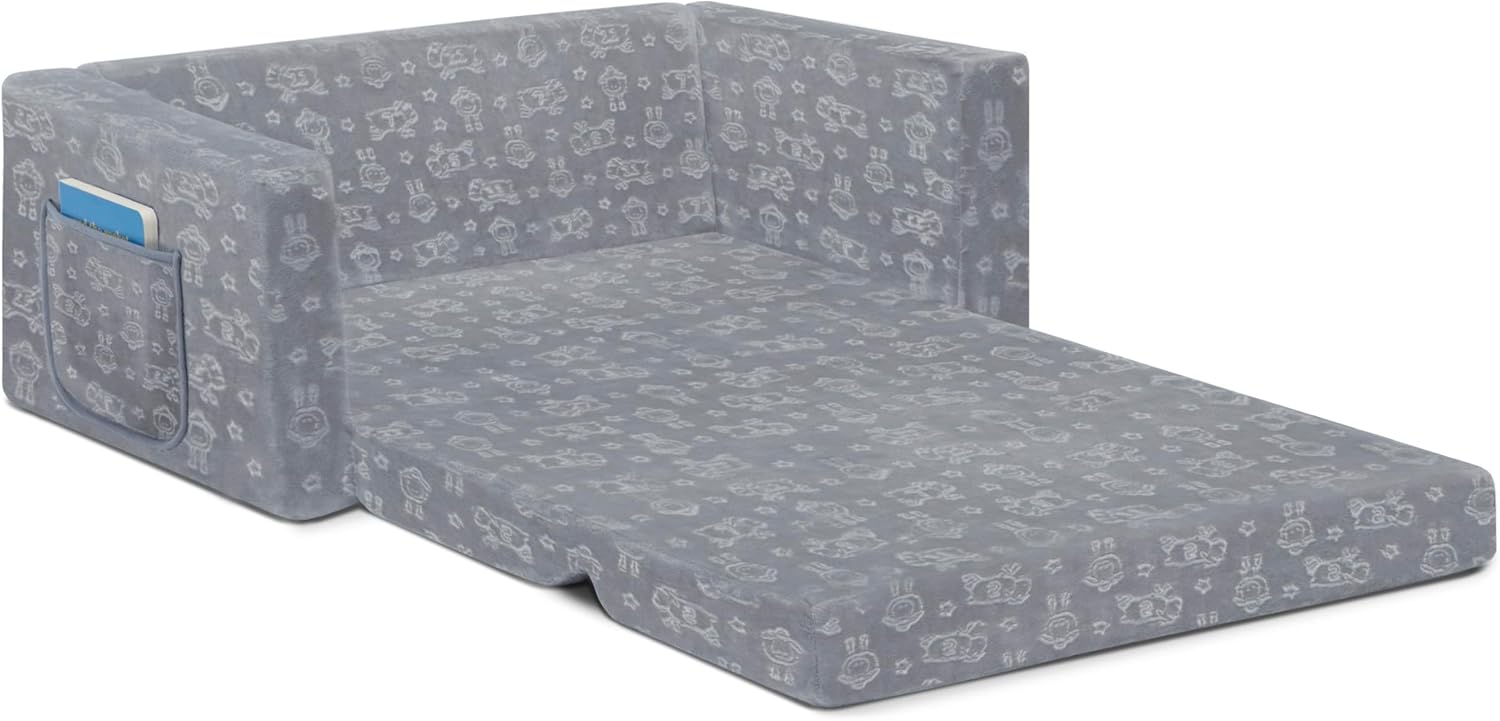 Delta Children - Serta Perfect Sleeper Kids 2-Seater Sofa, Convertible 2-in-1 Flip Open Toddler Couch Sleeper, Foam Chair for Playroom & Bedroom
