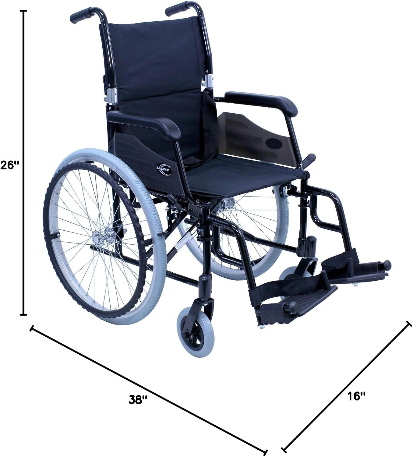 Karman 24 pounds LT-980 Ultra Lightweight Wheelchair, Black | 24 pounds
