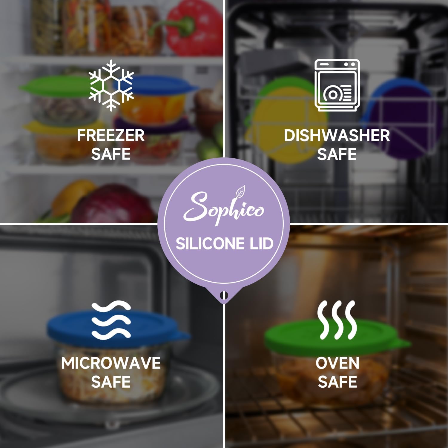 SOPHICO 4 Cup Silicone Lids Replacement for Pyrex & Anchor Hocking 7201-PC