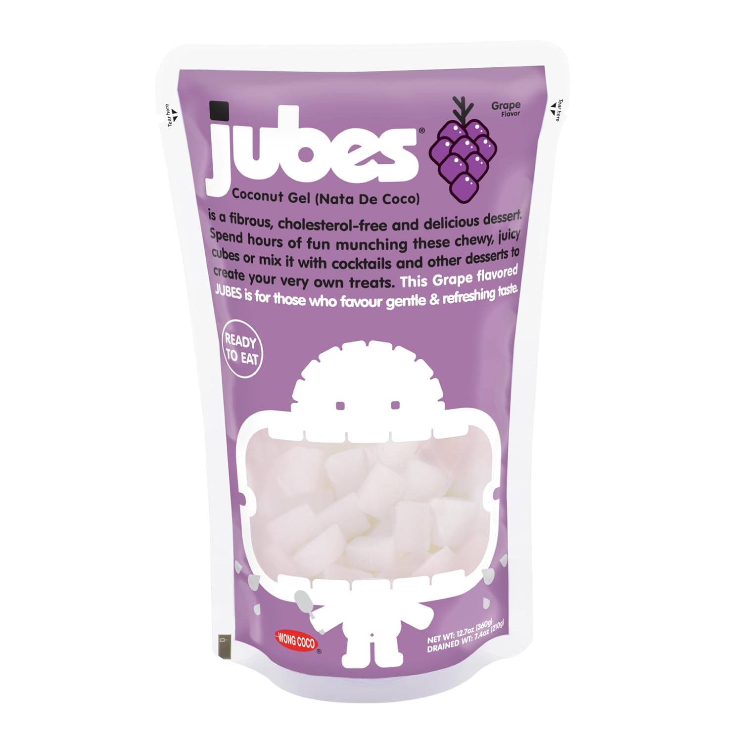 Jubes Pandan Nata De Coco Jelly Cubes (12.7 oz, Pack of 3) - Pandan Coconut Jelly Cubes for Sago - Coconut Gel in Syrup Toppings for Fruit Tea, Boba, Bubble Tea, Drinks, Desserts Yogurt, Ice Cream, Beverage