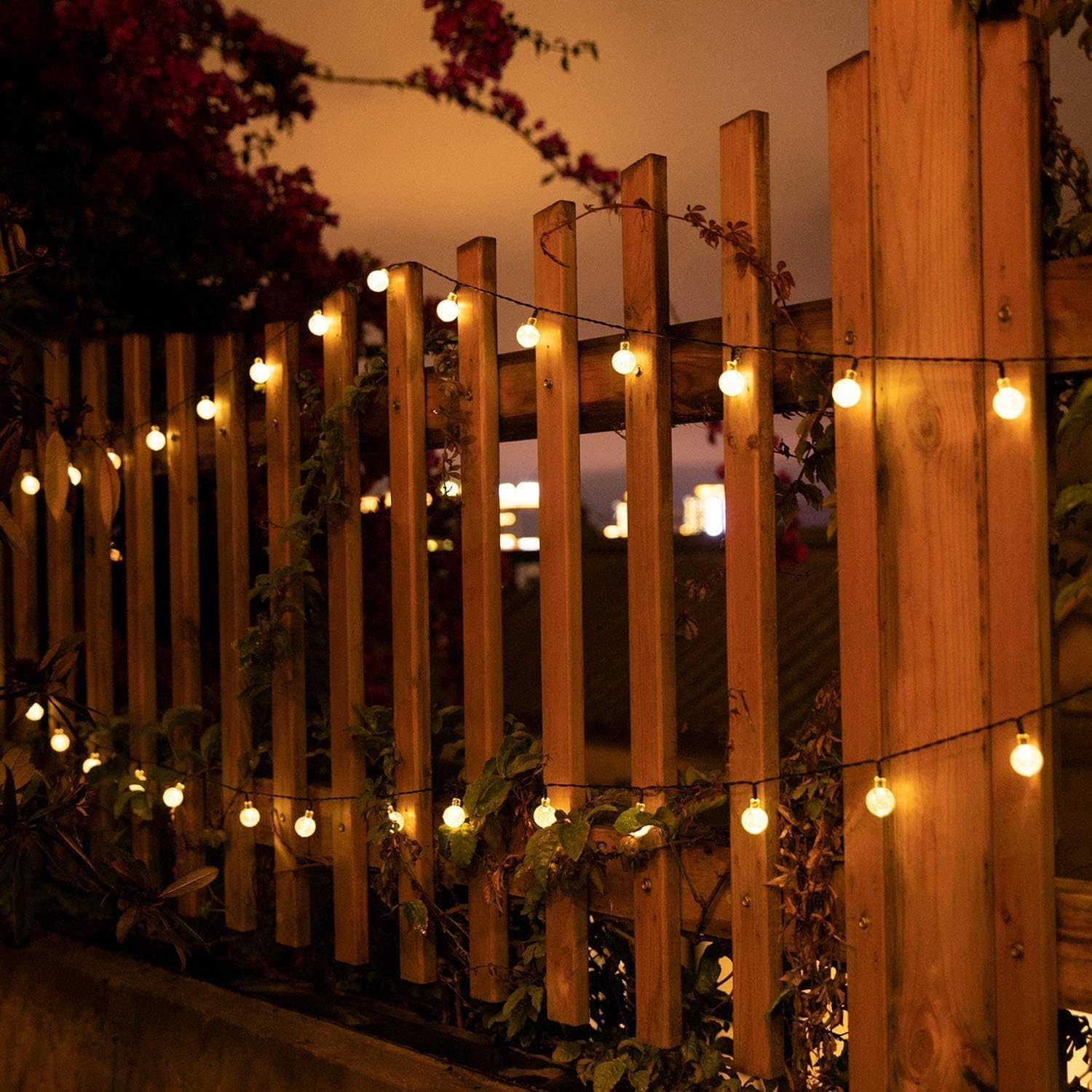 Brightown Solar String Lights Outdoor 60 Led 35.6 Feet Crystal Globe Lights with 8 Lighting Modes