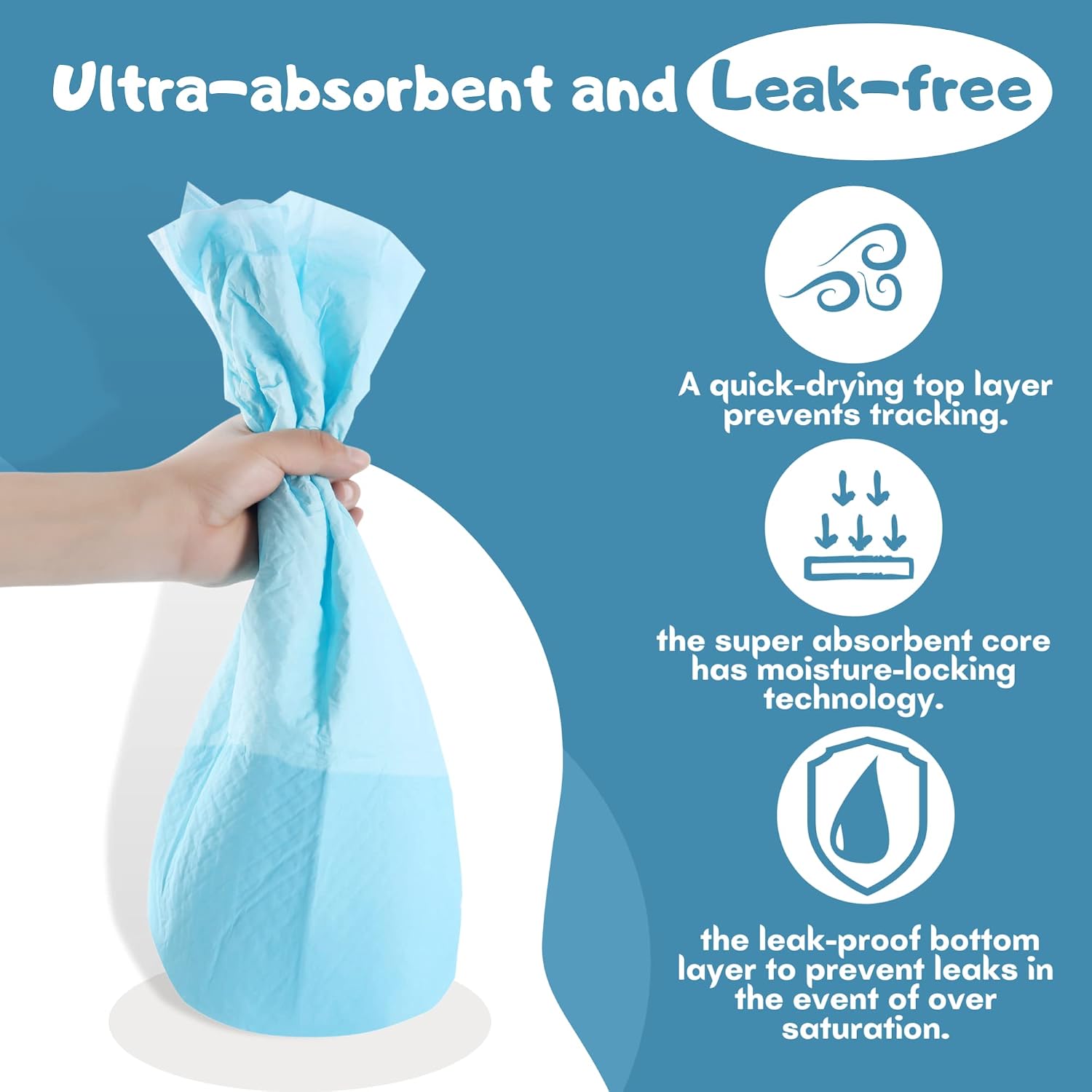 (100 Pads) CalPalmy Ultra Absorbency Pet Toilet Training Pads 18" x 13" Moisture Locking Technology Turns Liquid into Gel - Perfect for Rabbits and