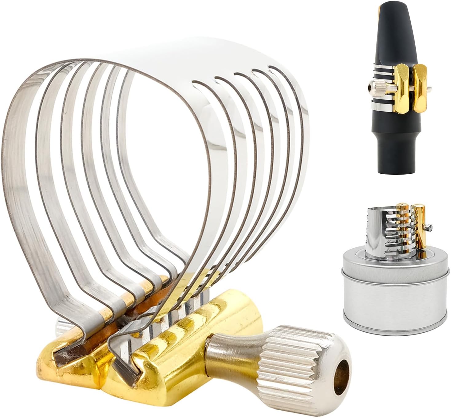 Alto Sax Saxophone Mouthpiece Ligature, Ligature for Professionals & Beginners, Stainless Steel, Gold