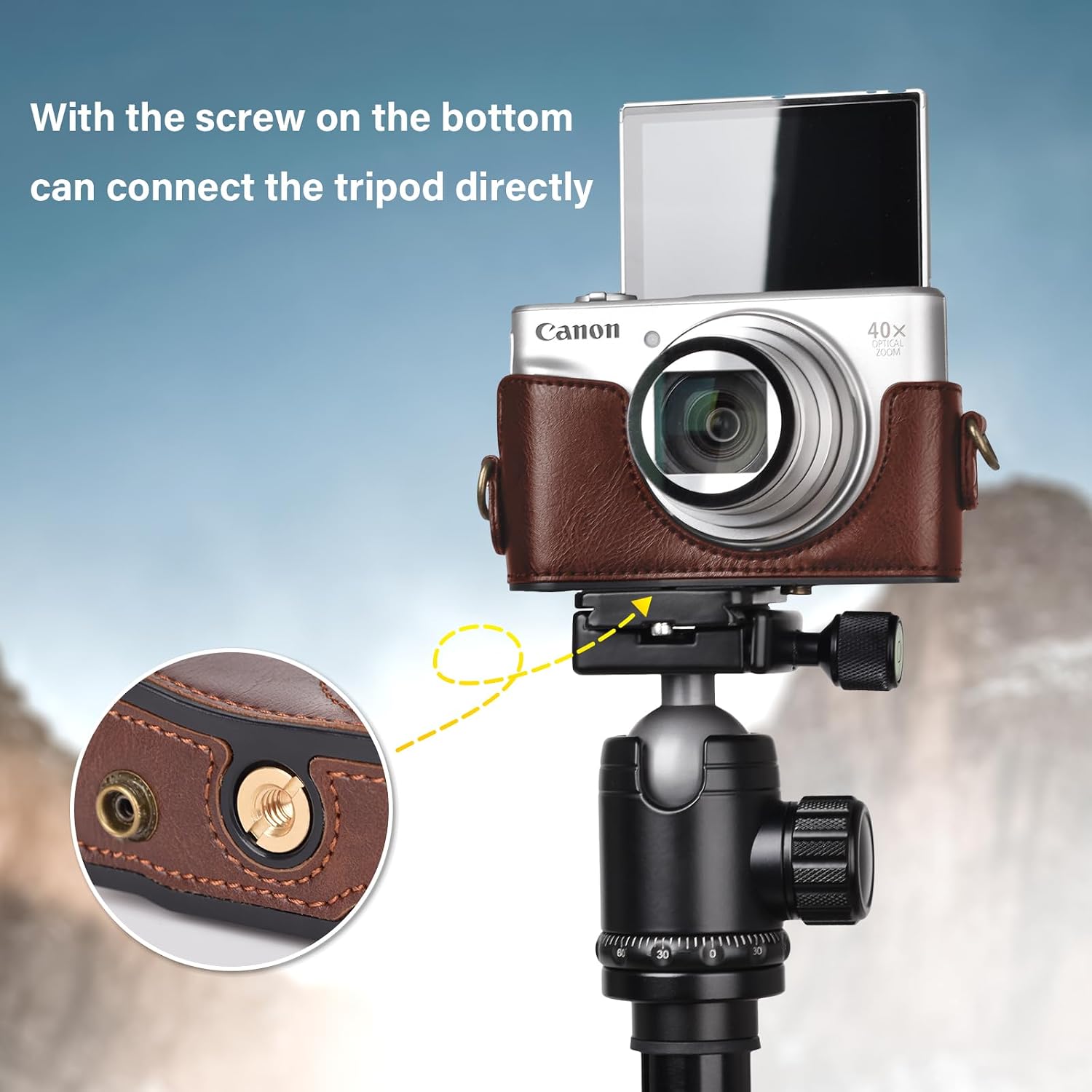 kinokoo Case for Canon PowerShot SX720 HS/SX730 HS/SX740 HS Digital Camera - PU Leather SX740 HS Protective Case Easy Carrying Bag with Adjustable Shoulder Strap - Brown