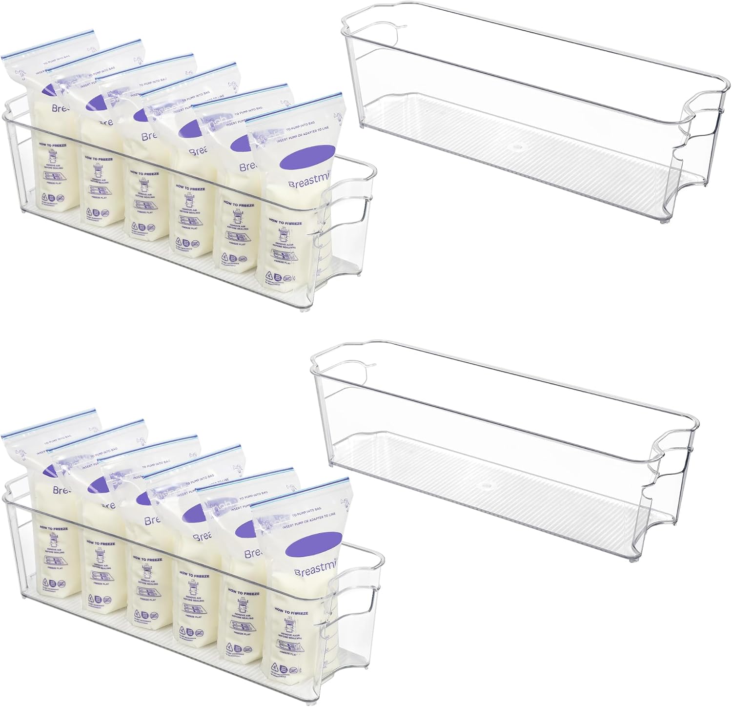Vtopmart 4Pcs Clear Breastmilk Storage Bags Container in Freezer Fridge